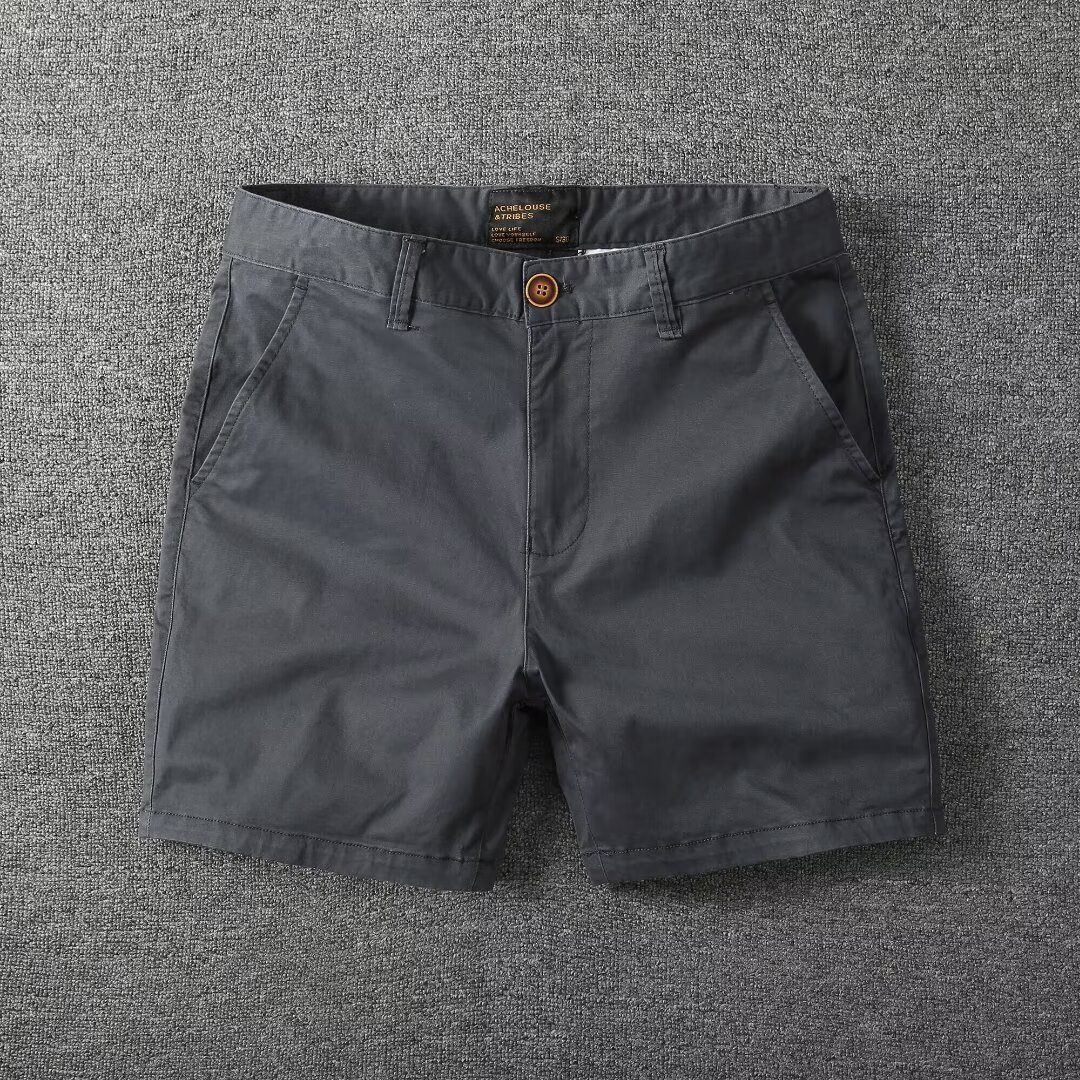 Summer work shorts for men, student casual knee-length shorts, youth trendy fashion solid color simple outerwear work pants