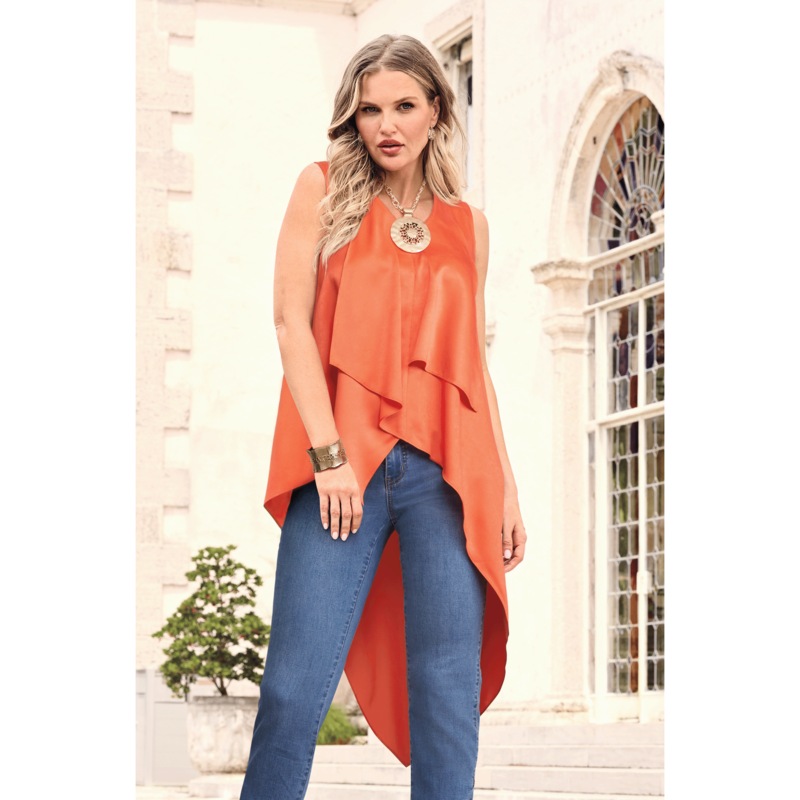 Valentina High-Low Tunic with V-Neck and Asymmetric layers - MIDNIGHT VELVET CATALOG
