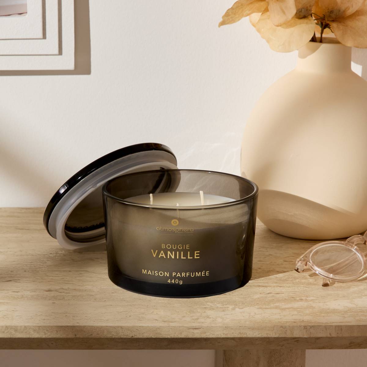 Scented Candle "Glowy" Gourmet Scent, Vanilla, 440g