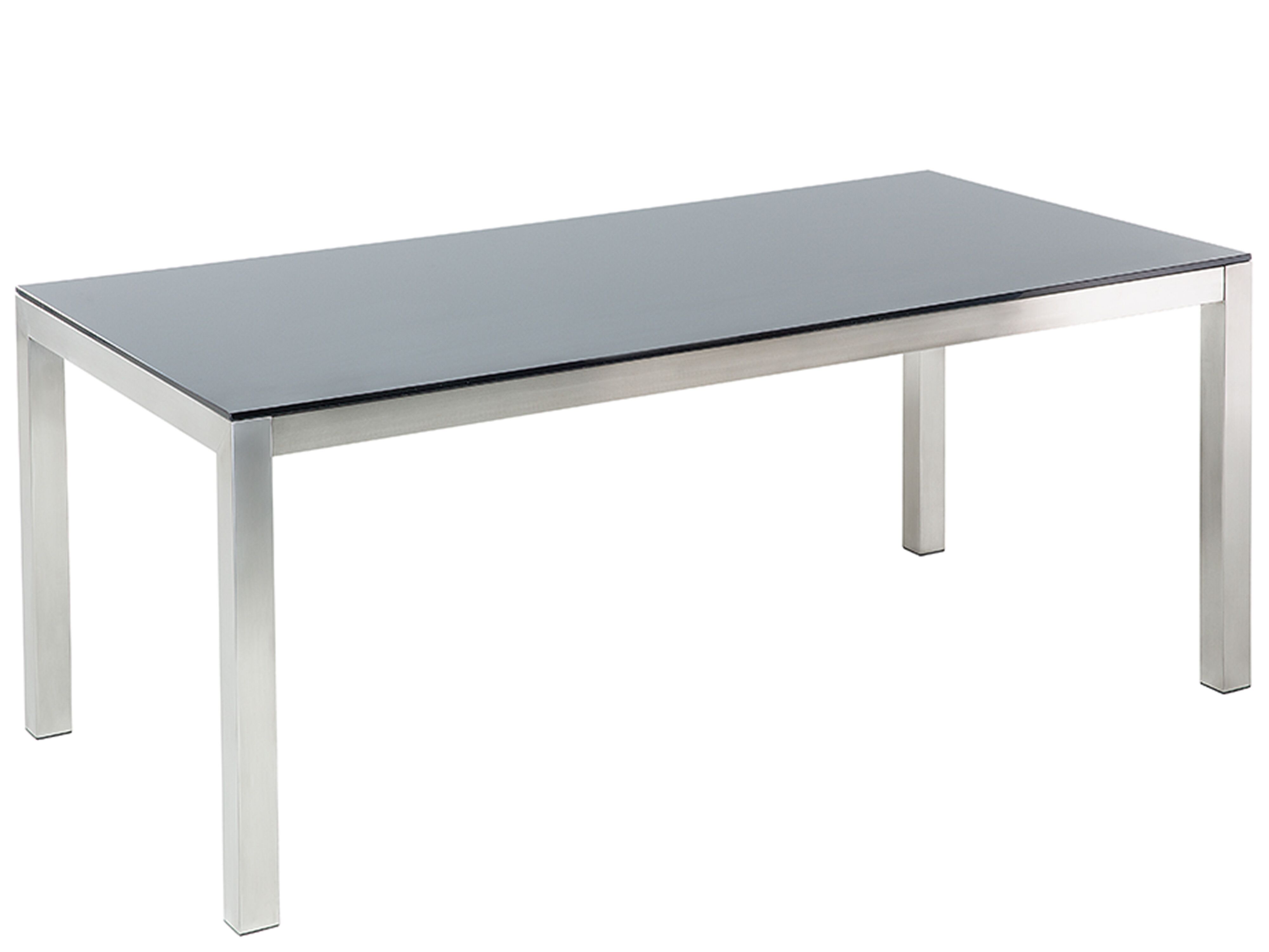 Garden Dining Table GROSSETO 180 cm 90 cm Tempered Glass Black