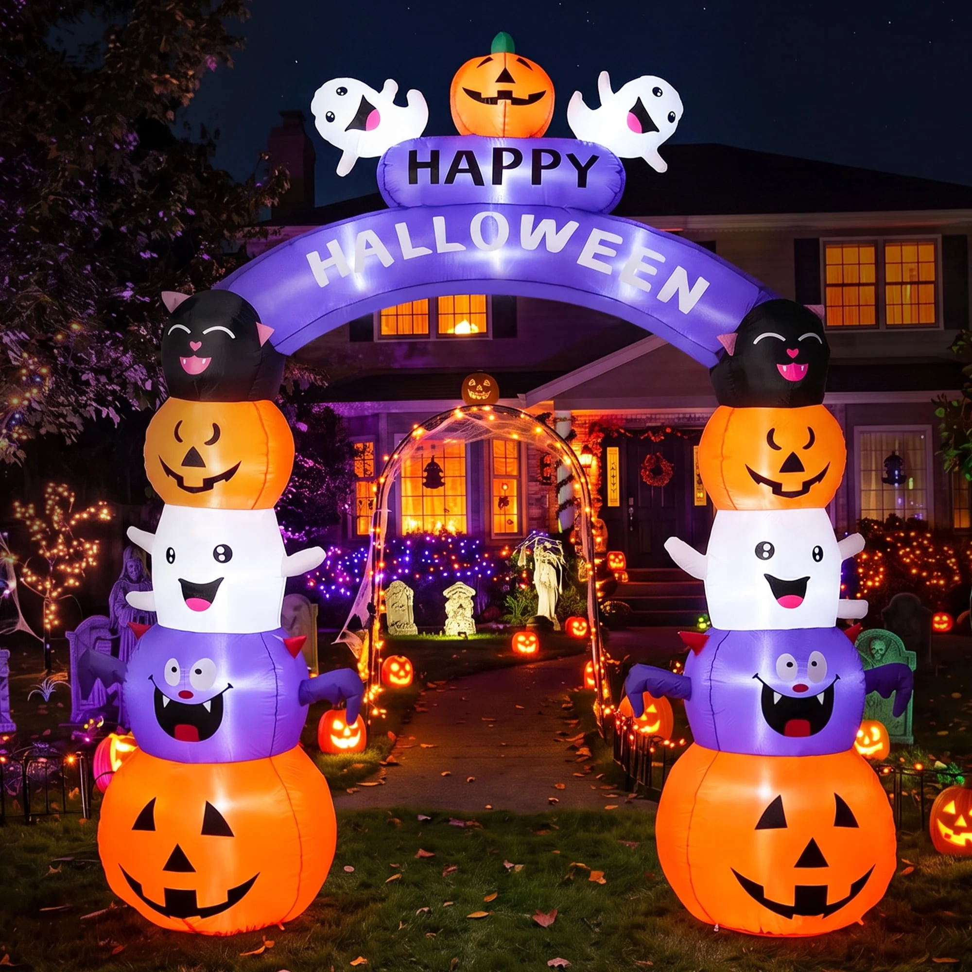 GVDV 8 FT Halloween Inflatables Archway Outdoor Decorations for Front Yard Lawn Garden Decor - Image 8 GVDV 8 FT Halloween Inflatables Archway Outdoor Decorations for Front Yard Lawn Garden Decor - Image 8