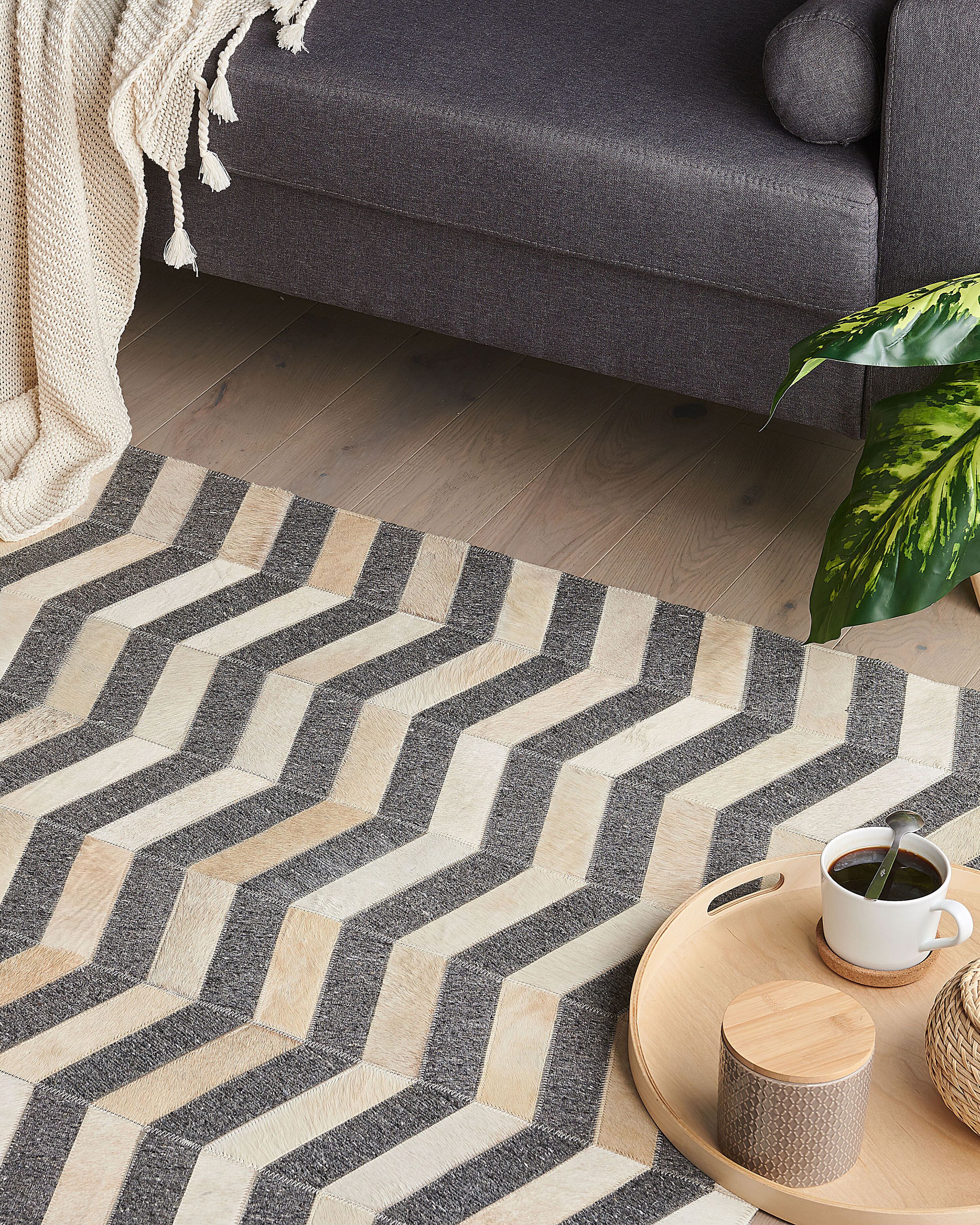 Rug BAGGOZE Dark Grey 160 x 230 cm Leather