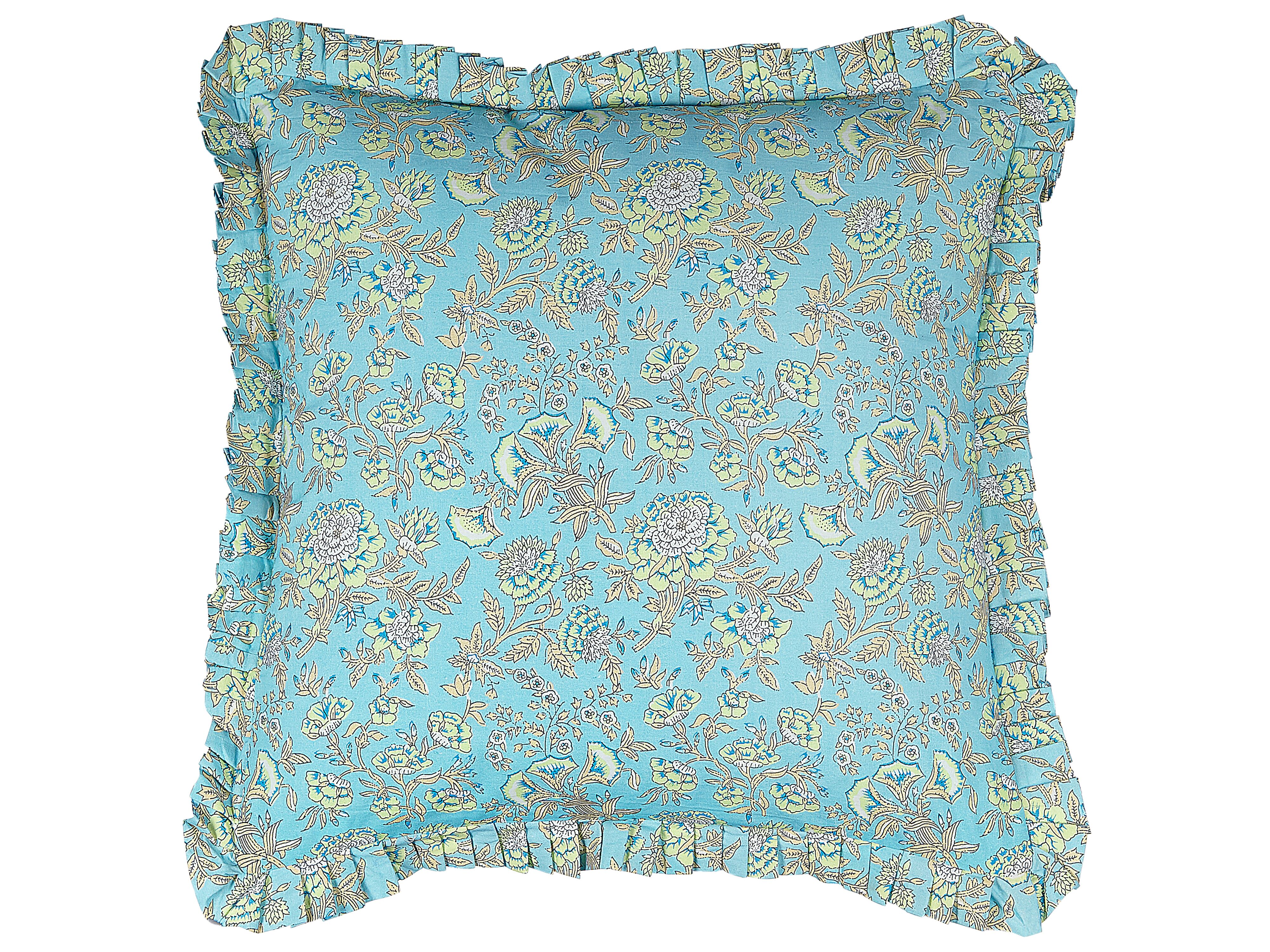 Set of 2 Decorative Cushions AMOENA Cotton 45 x 45 cm Blue Floral Pattern
