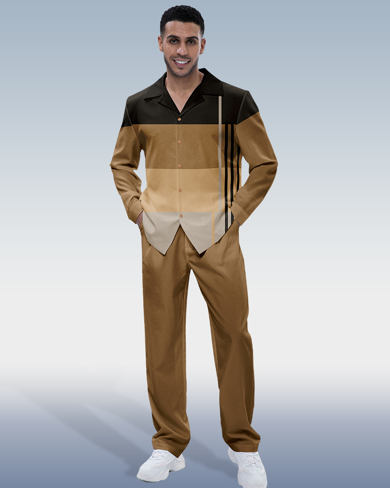 Colorblock casual long-sleeve walking suit