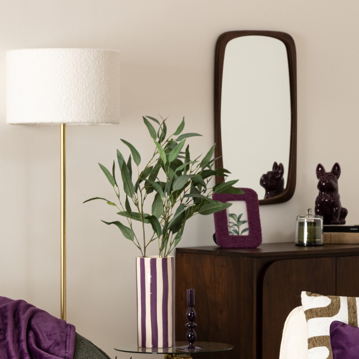 Statuette, ceramic "Bulldog" Purple, H.12 cm