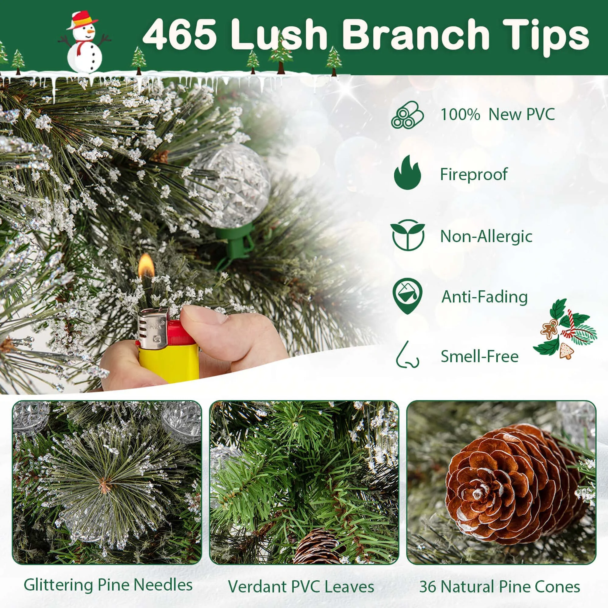Costway 5 FT Artificial Mannequin Tree with 465 Branch Tips 50 Warm White LED Lights - Image 5