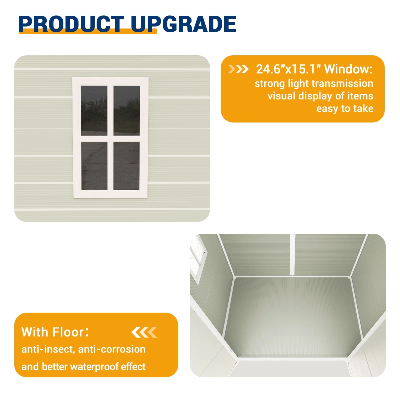 ECOPATIO Outdoor Storage Shed 5x3 FT, Resin Garden Shed for Bike, Tool, Plastic Outside Sheds & Outdoor Storage Storage Box with Lockable Door for Backyard, Patio, Lawn, Sandstone - Image 14