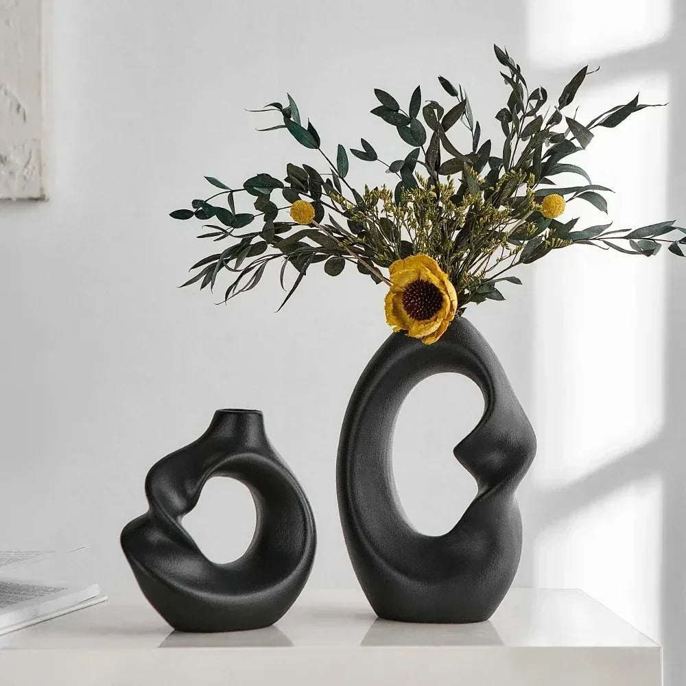 ArtFlow Sculpturale Vazen - Tijdloos Design met Vloeiende Lijnen en Organische Vormen - Perfect voor Hedendaagse Interieurs