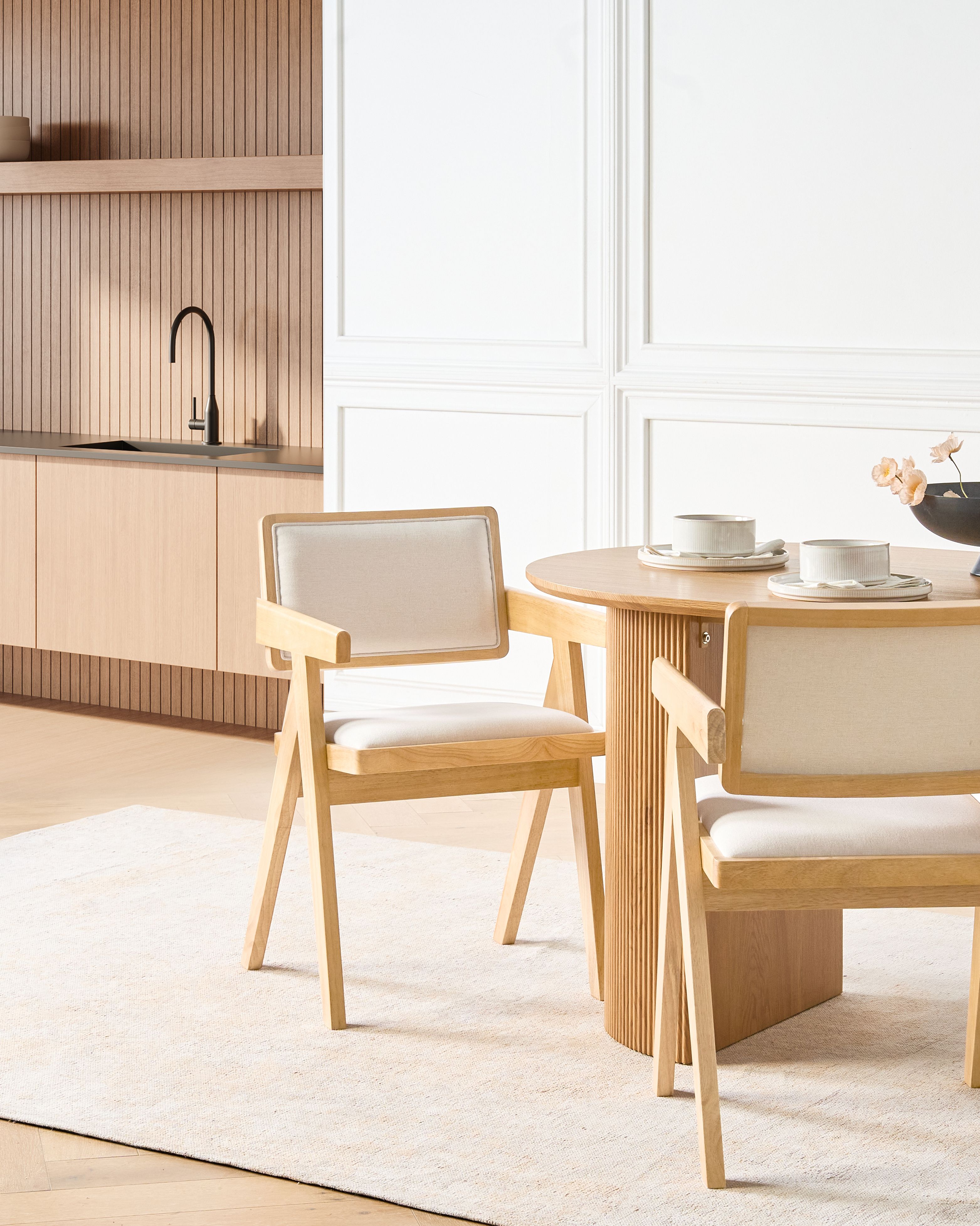 Set of 2 Dining Chairs CARMODY Wood Light Brown