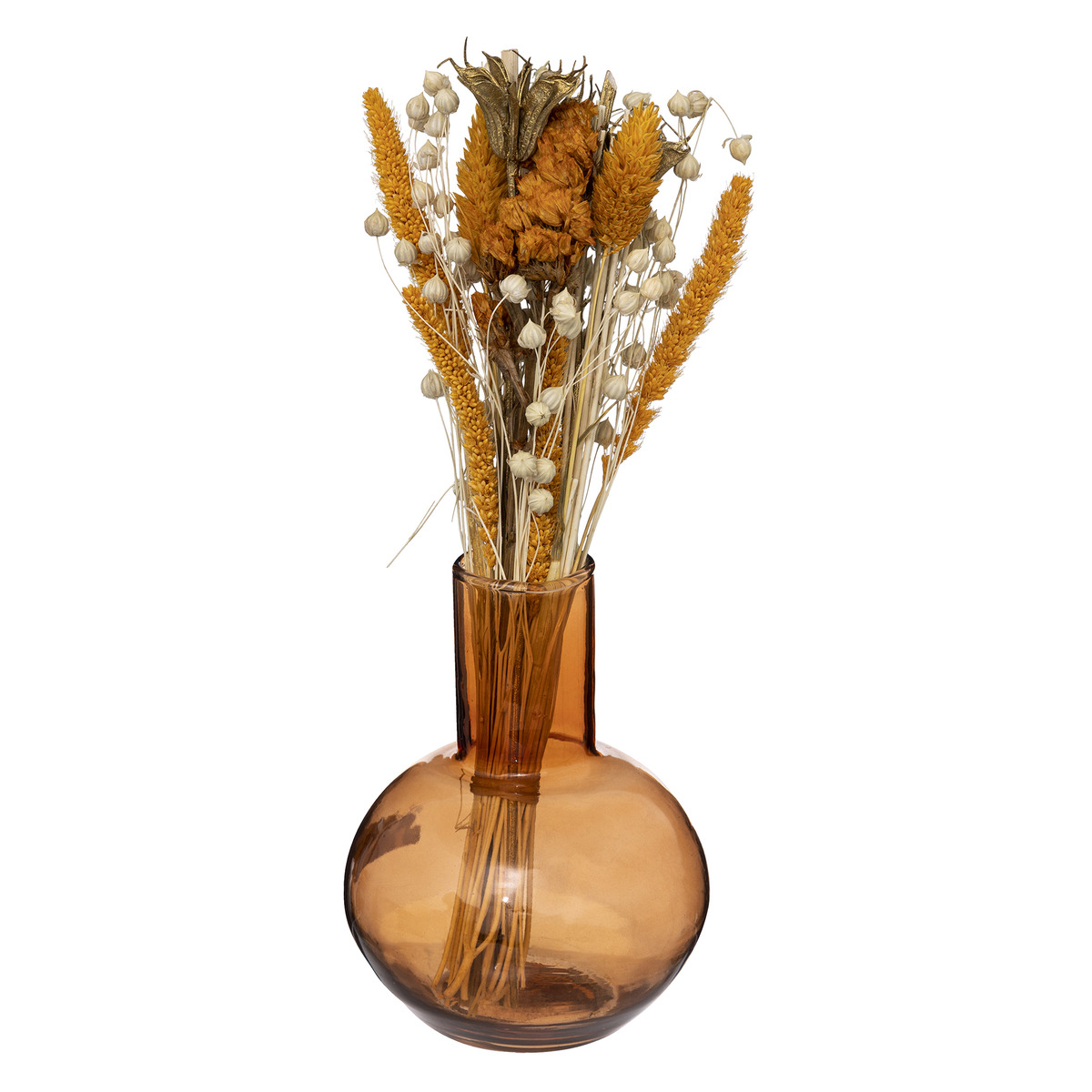 Dried flower arrangement "Subli" Glass vase, H.27 cm
