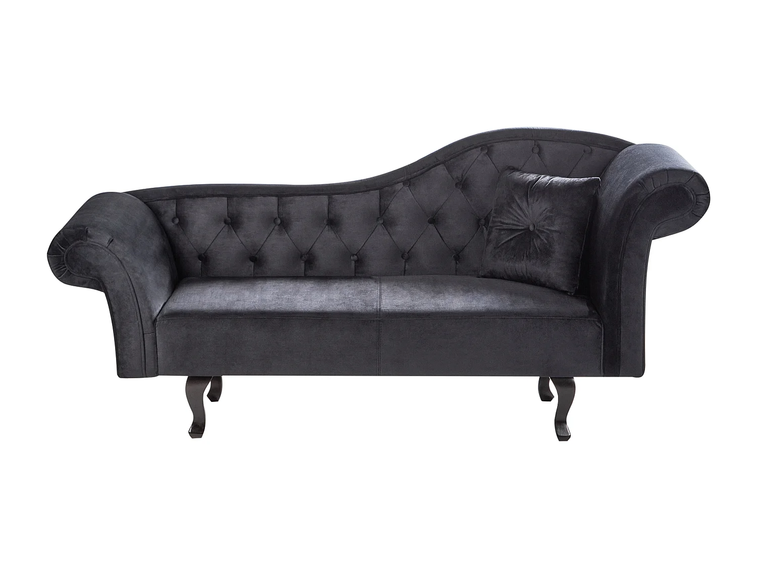 Chaise longue côté droit LATTES II Velours Noir avec coussin