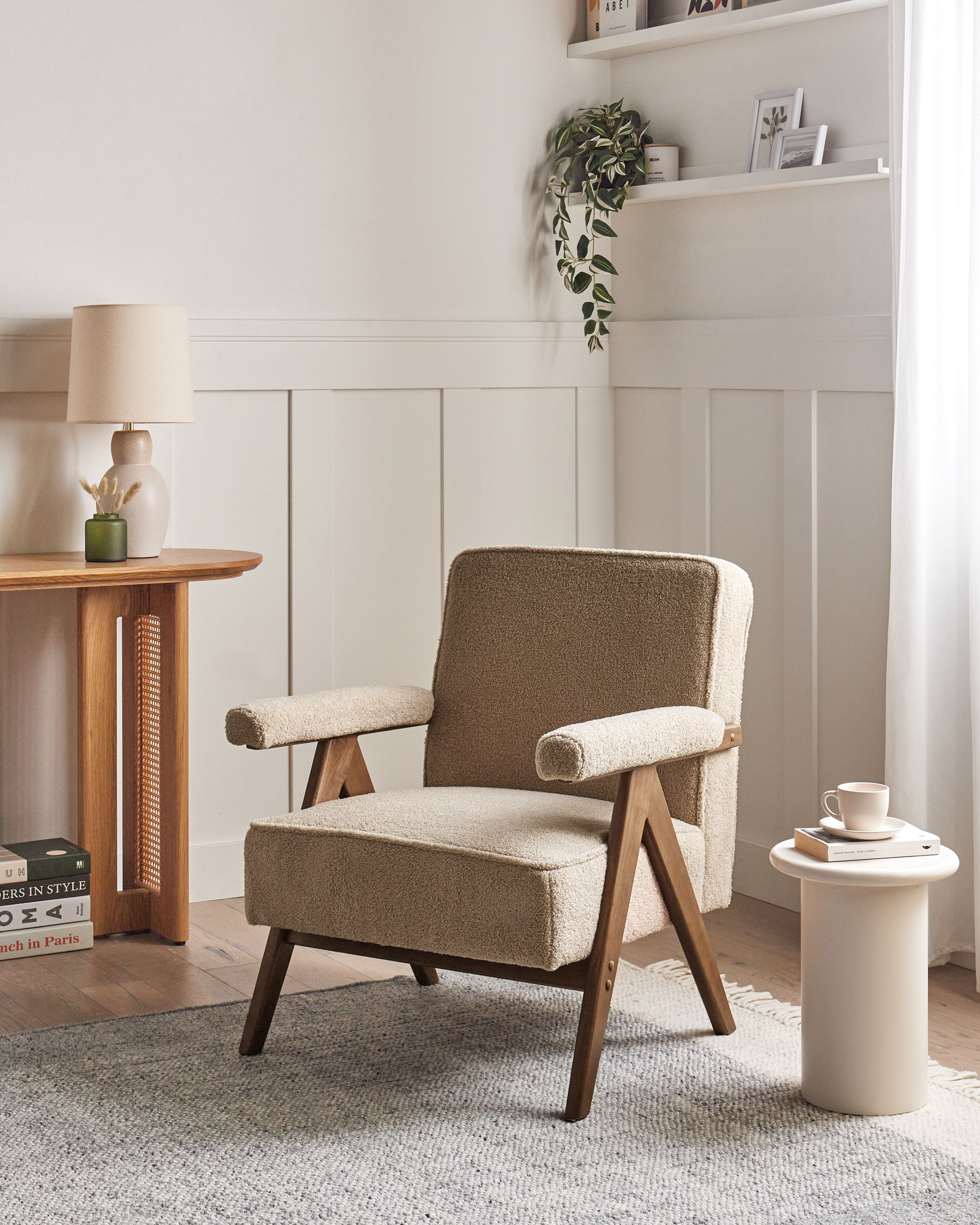 Armchair EVJE Boucle Sand Beige