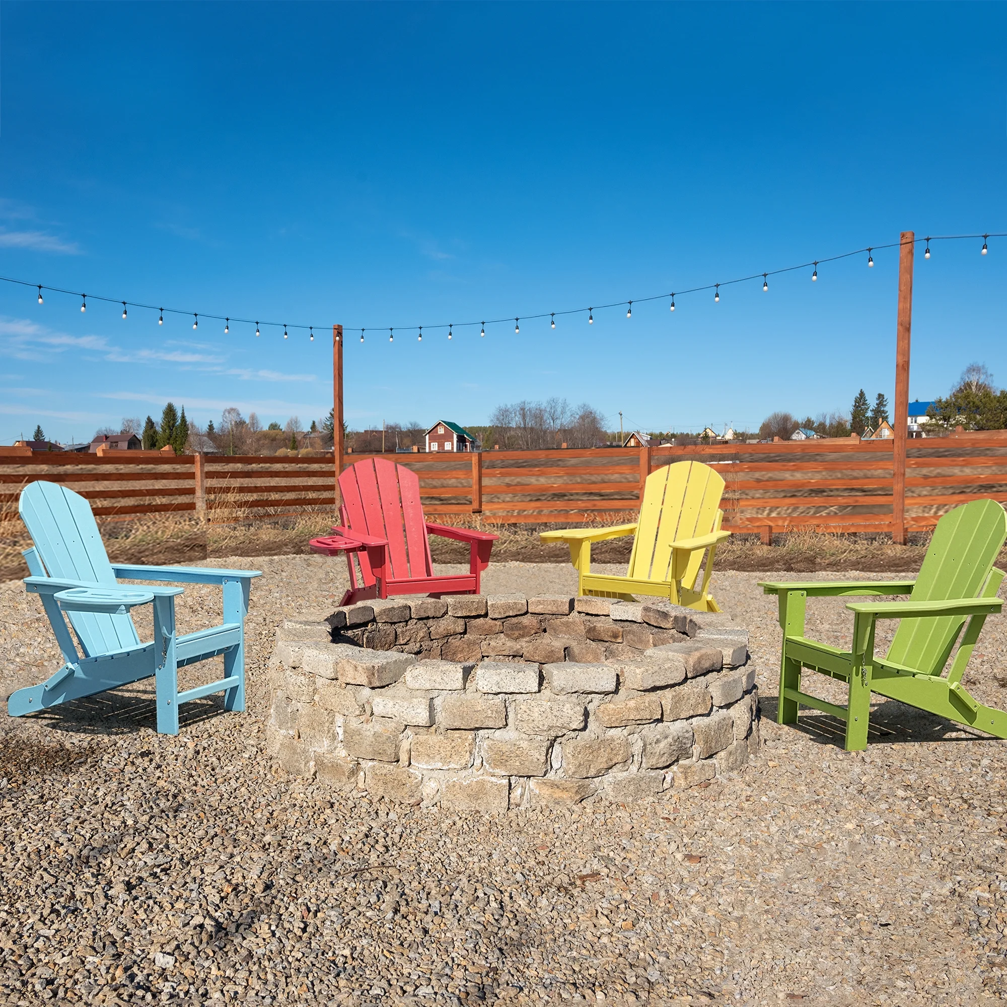 FOOWIN HDPE Plastic Adirondack Chairs Set of 4, Black - Image 73