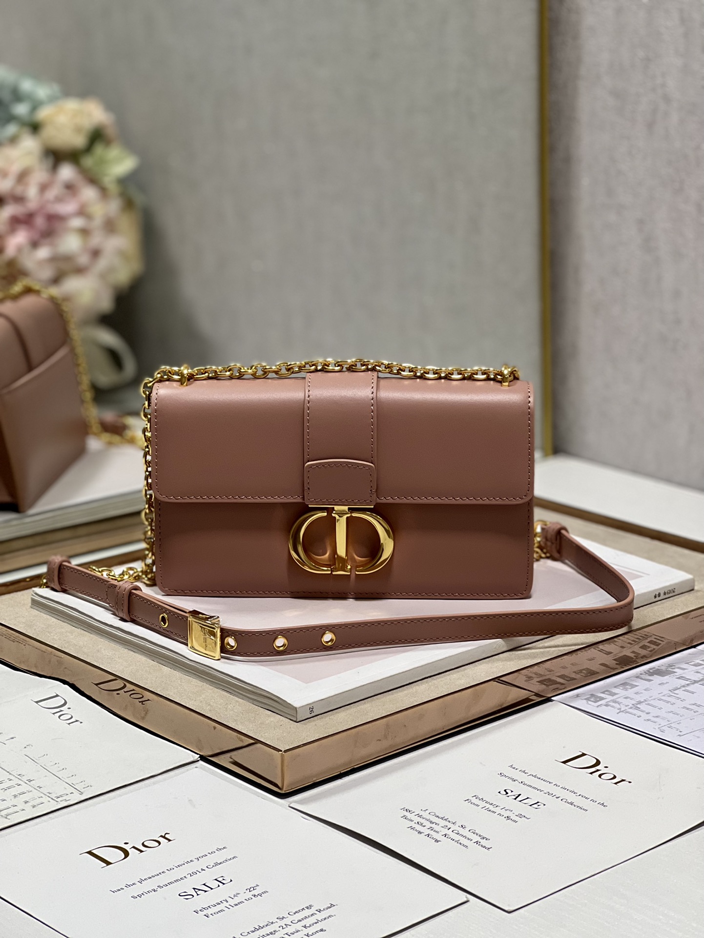 Dior Christian Dior 30 Montaigne East West Bag With Chain Pink For Women 8.5in/21.5cm
