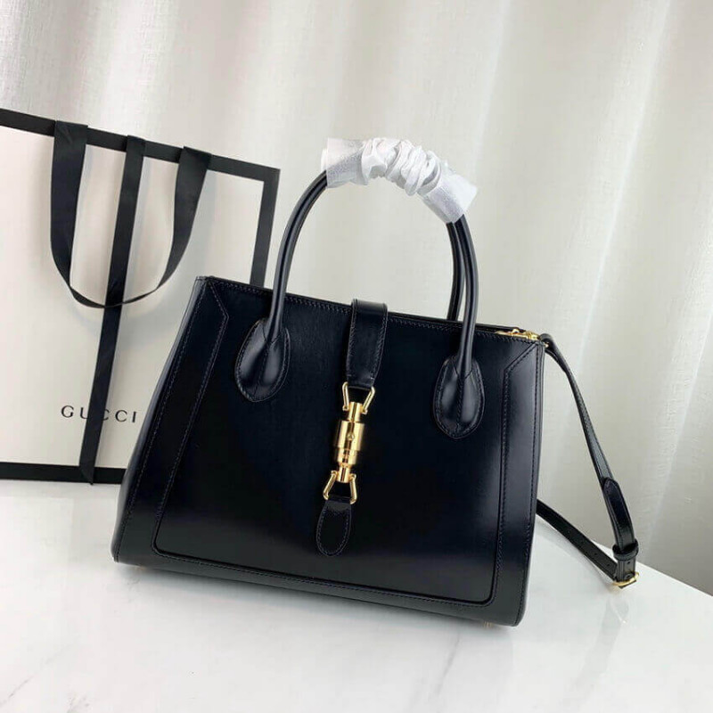 Replica Gucci Jackie 1961 Medium Tote Bag In Black Leather 6490161:1High-quality replica