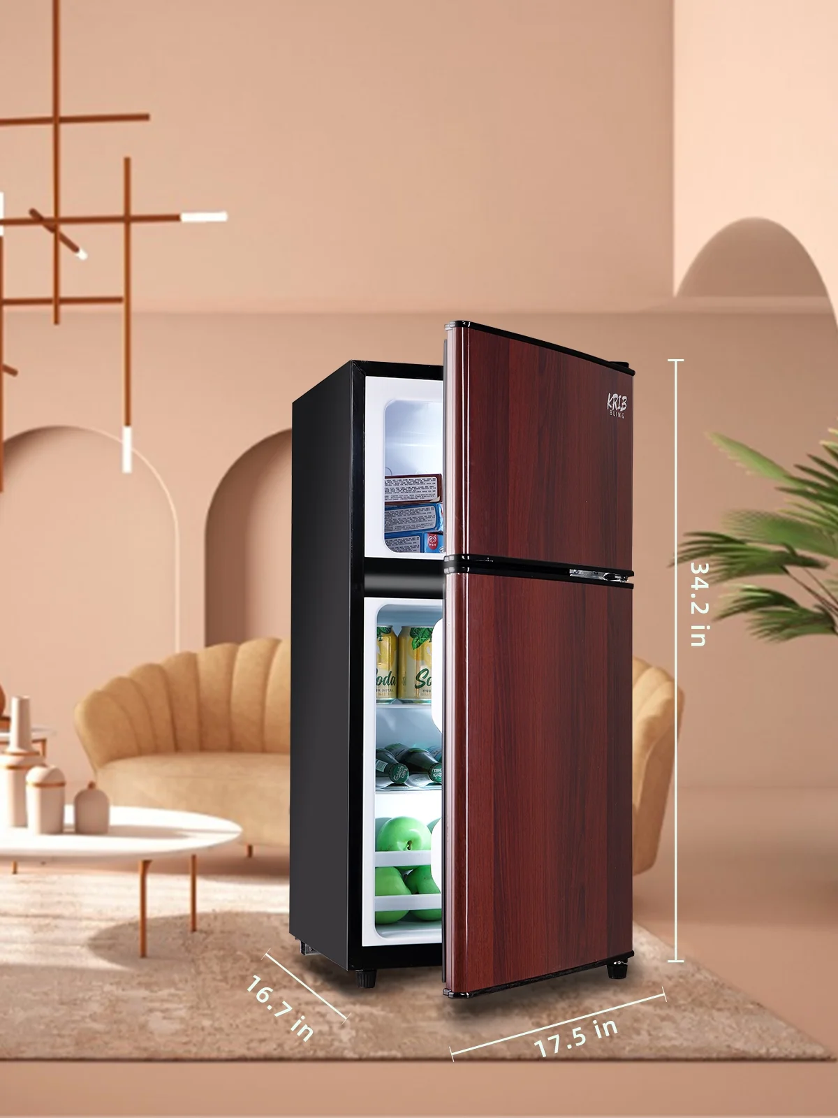 Krib B Compact Refrigerator 3.5 Cu.ft, Mini Fridge with Freezer, Modern Fridge with Dual Door, 7 Grade Temperature Adjustment, Silver - Image 20