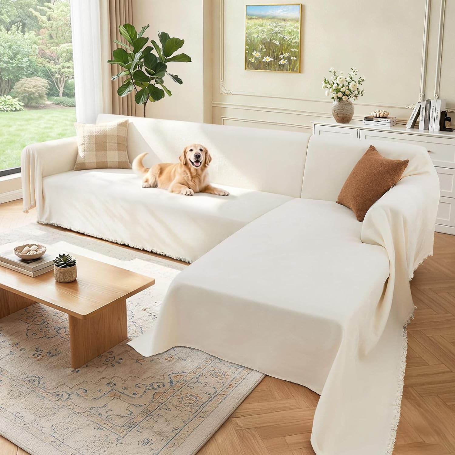 Sectional Couch Covers, 2 Pieces Washable L Shaped Couch Covers Sofa Blanket for Dogs Pet Friendly Sectional Sofa Slipcovers Furniture Covers,71