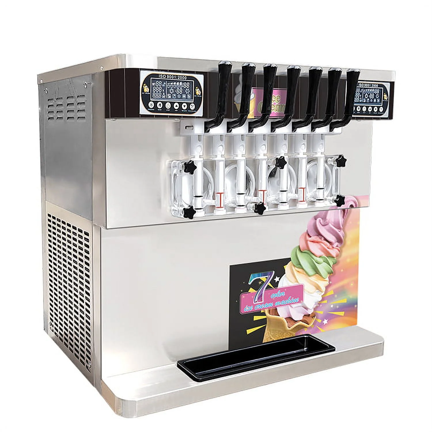 Kolice ETL Commercial Countertop 7 Flavors Soft Serve Ice Cream Machine-Transperant Dispenser, Upper Tanks Refrigerated - Image 6