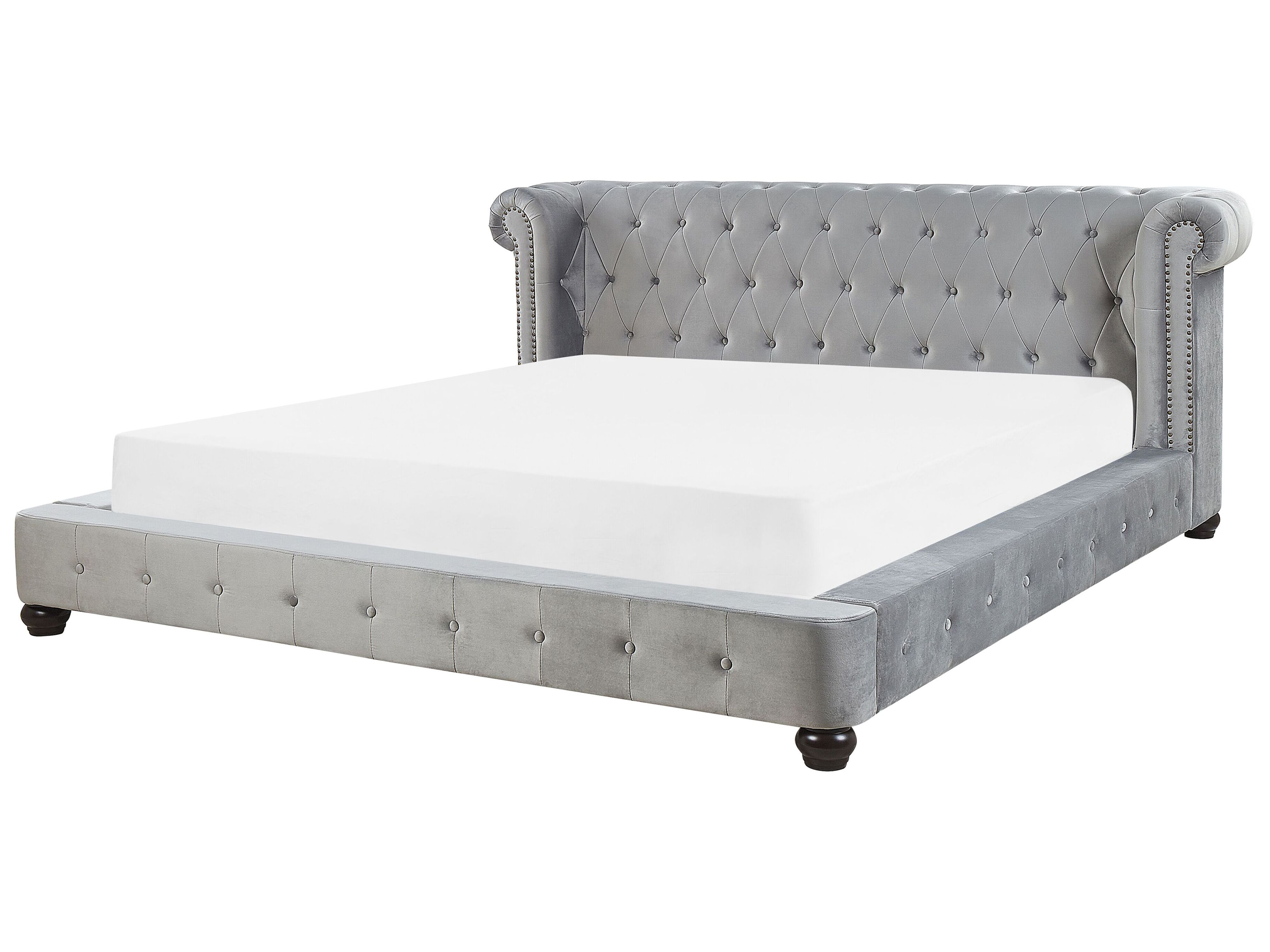 Bed Velvet CAVAILLON 180 x 200 cm (EU Super King) Light Grey
