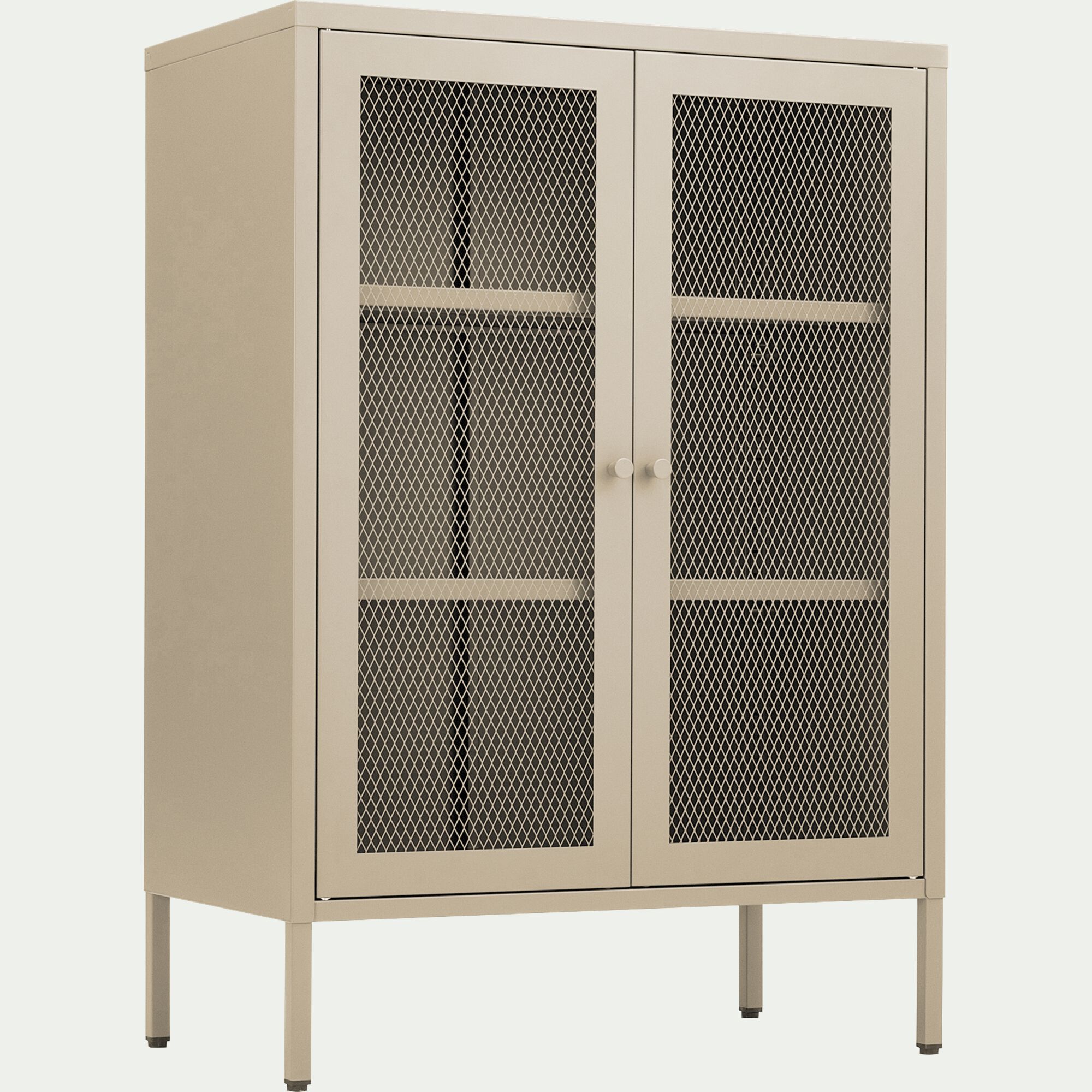 FAYNA - Buffet 2 portes battantes en acier - beige sable