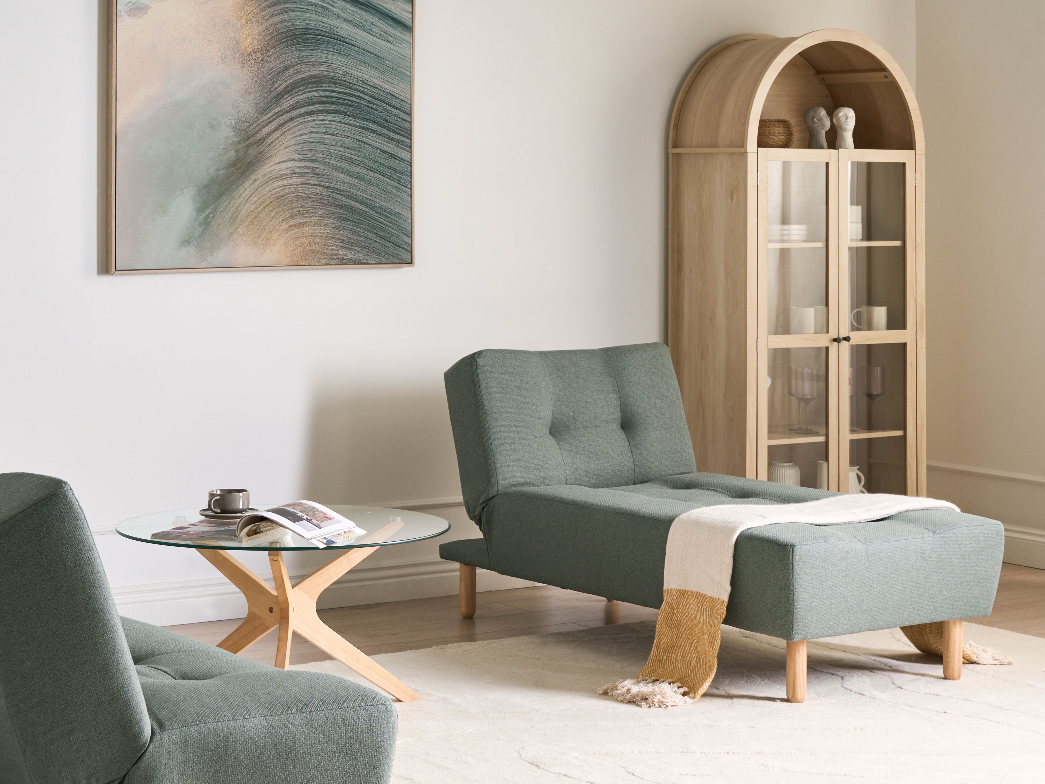 Chaise Longue ALSTEN Fabric Green