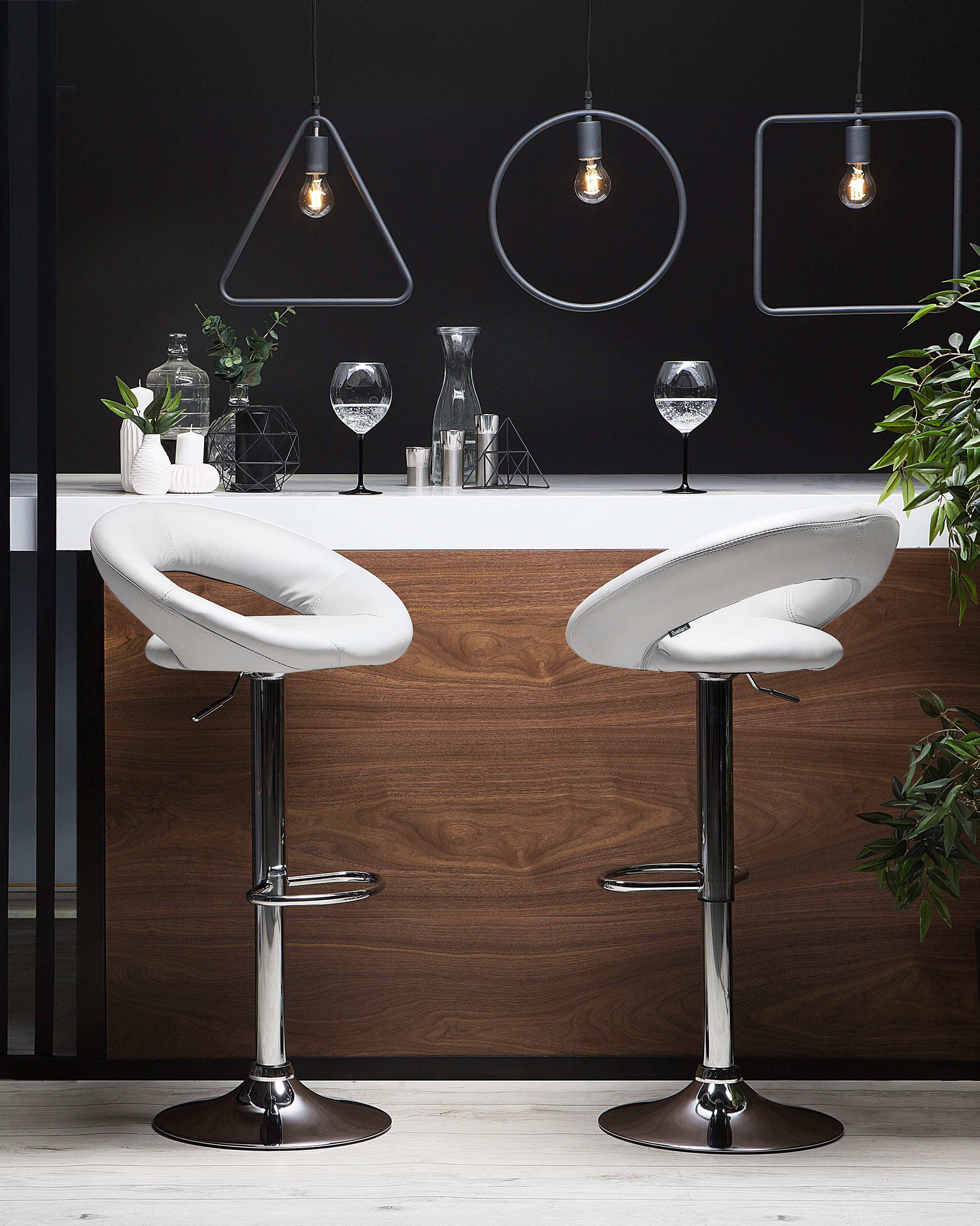 Set of 2 Bar Chairs PEORIA Faux Leather Swivel White