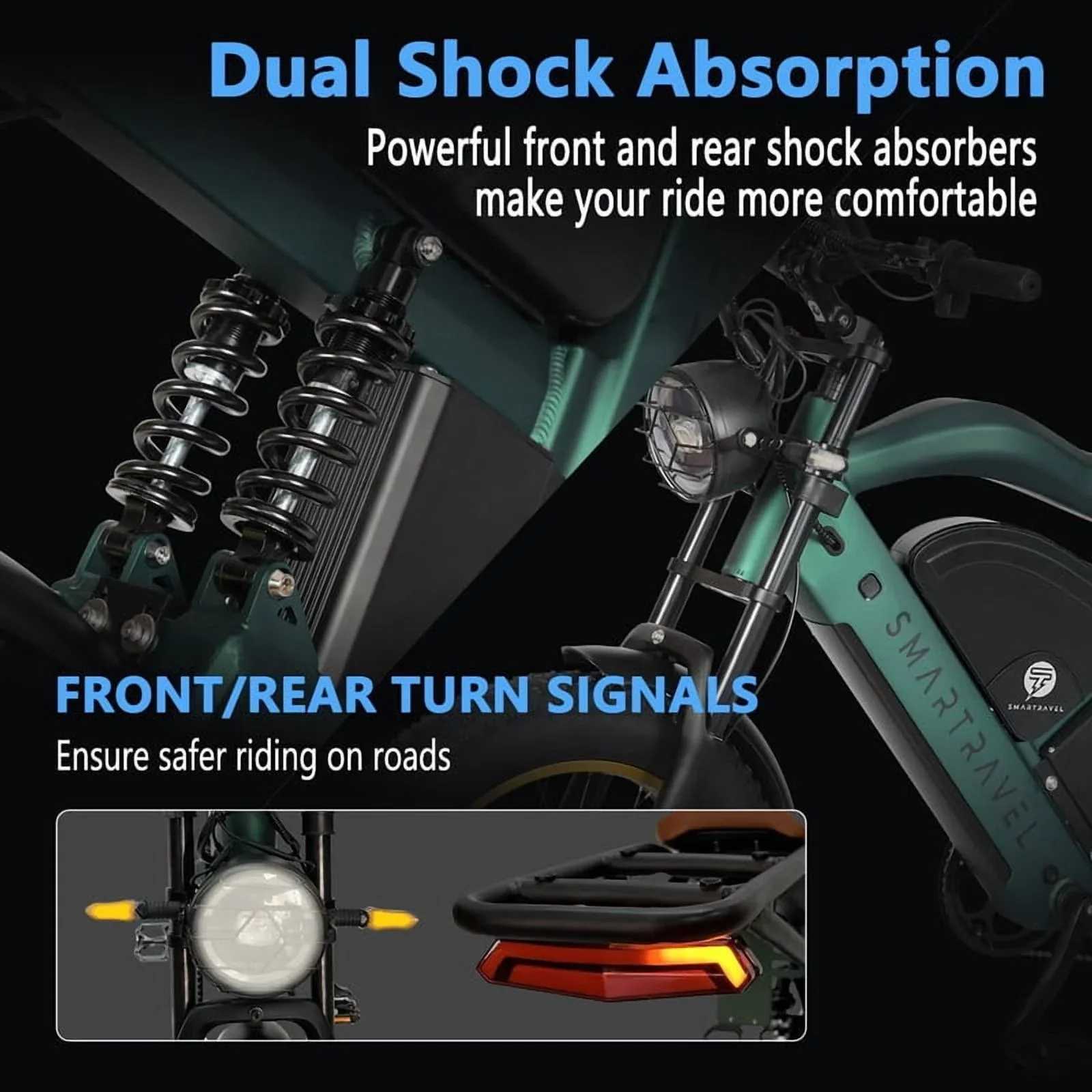 3000W(Peak) Motor 35MPH SMARTRAVEL ST202 Electric Dirt Bike for Adults, 52V50AH Dual Battery Ebike, 92+ Miles Range