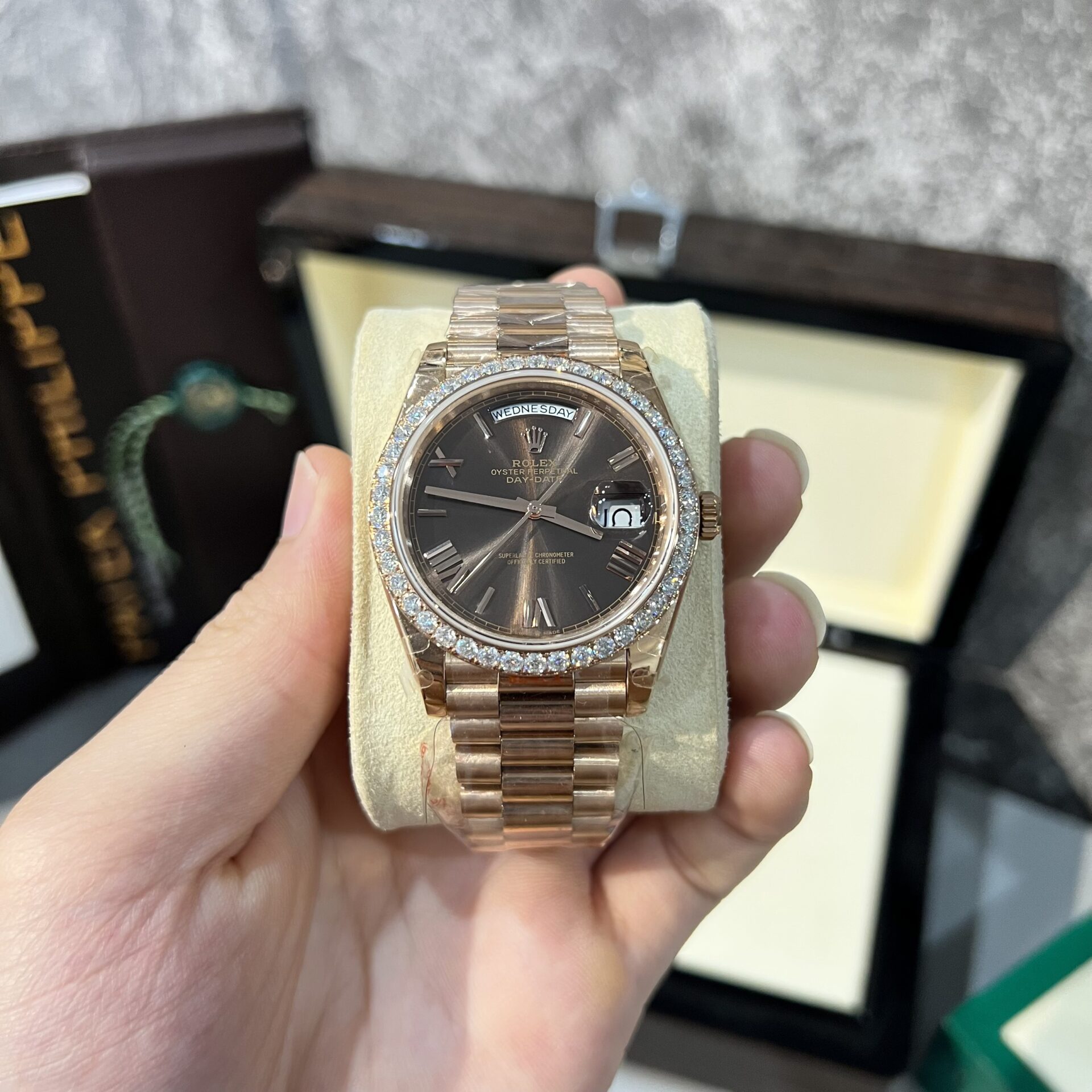Rolex Day-Date 228235 Replica Watch Refined With Moissanite Diamonds 40mm - Elite Watch Atelier