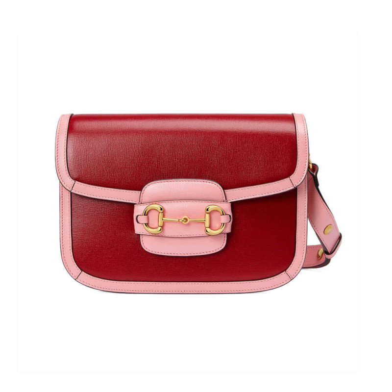 Replica Gucci Horsebit 1955 Small Shoulder Bag 602204 Red And Pink Leather1:1High-quality replica
