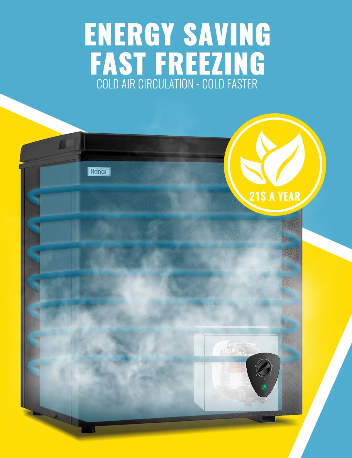 WANAI 3.5 Cu.ft Chest Freezer Small Deep Freeze with 7 Gears Temp Control Office Dorm Kitchen White - Image 19