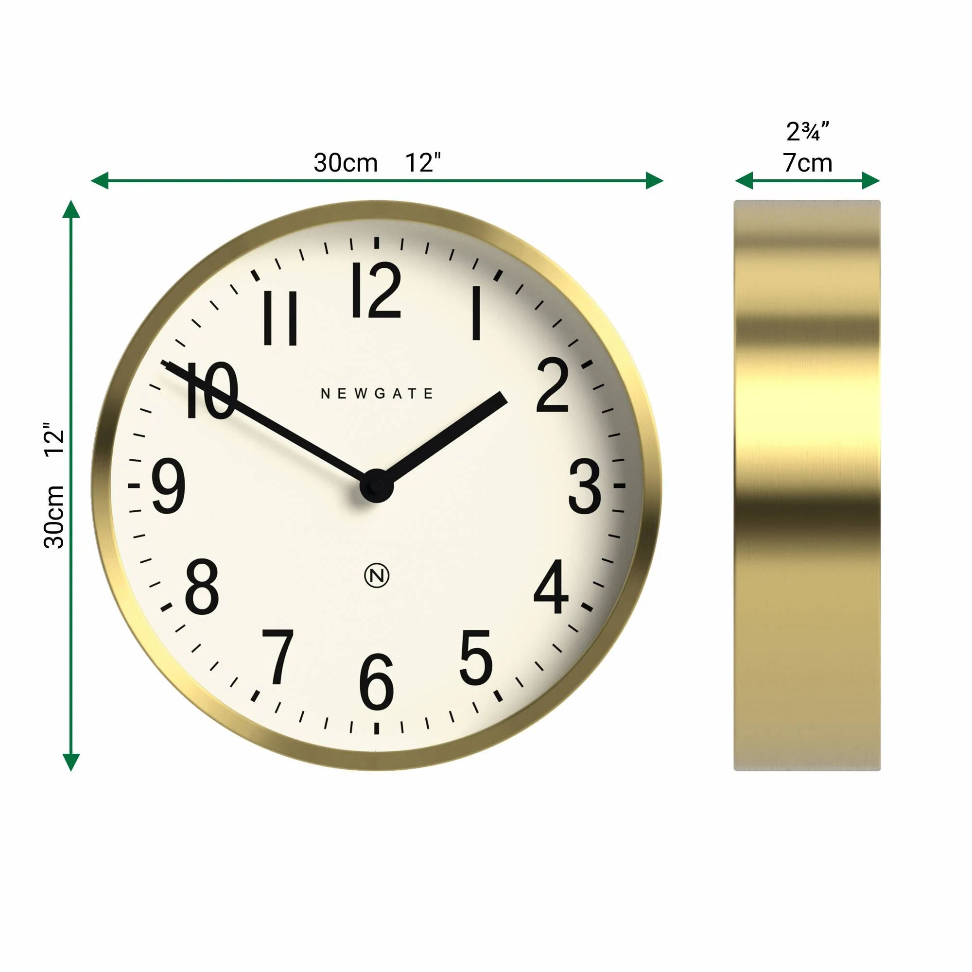 Newgate Master Edwards wall clock in brass