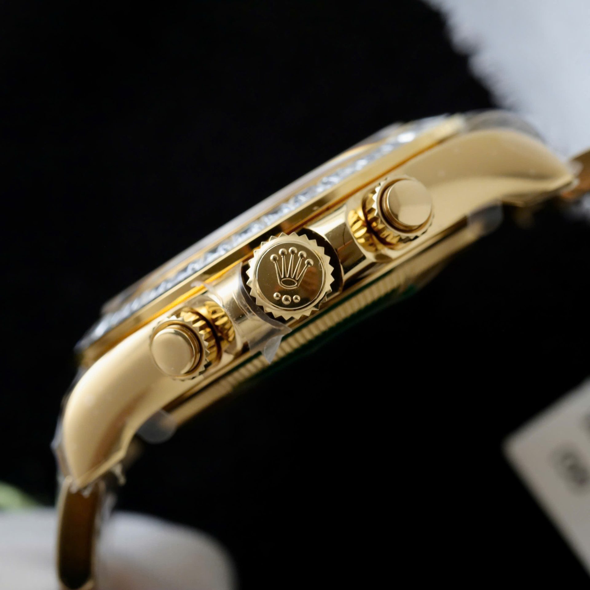 Rolex Daytona Meteorite Dial Copies Watch Gold Wrapped + Moisanite Baguette 40mm - Top club