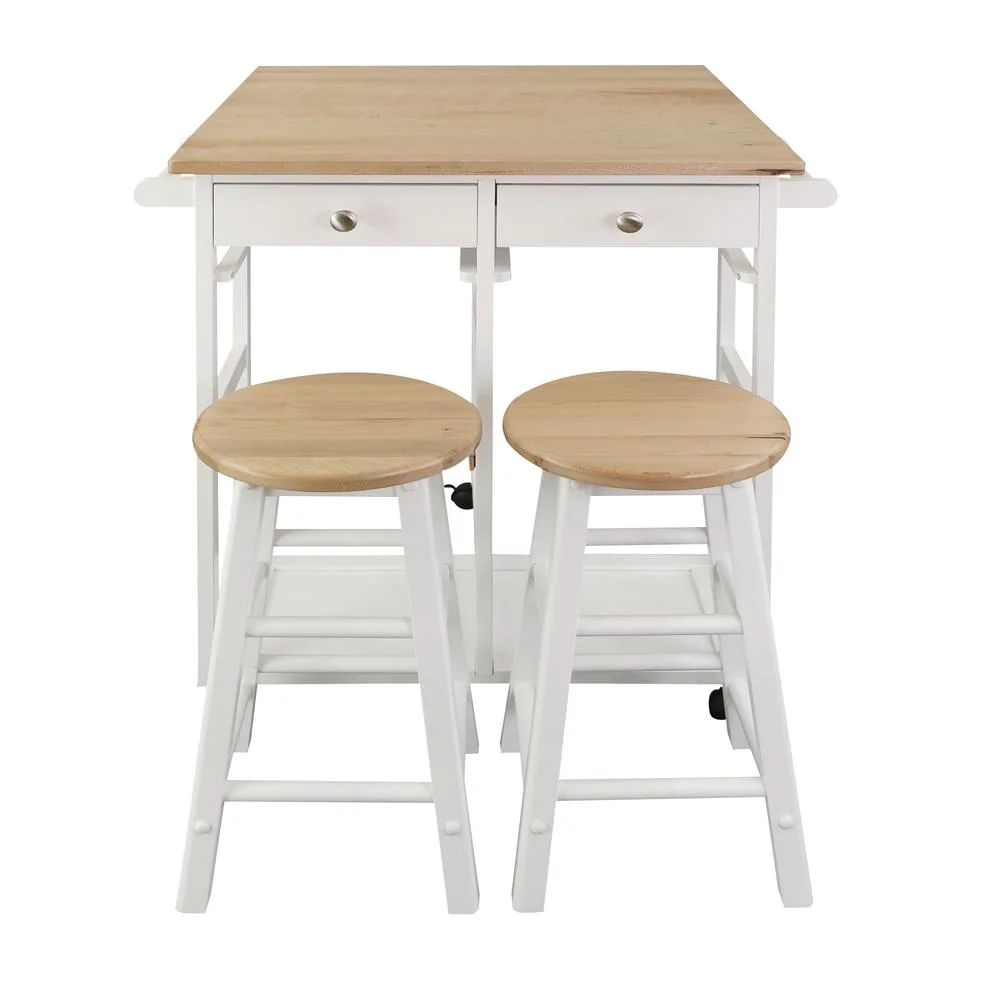 American Trails Breakfast Cart with Drop-Leaf Table, American Maple Top, Square - White - Image 16