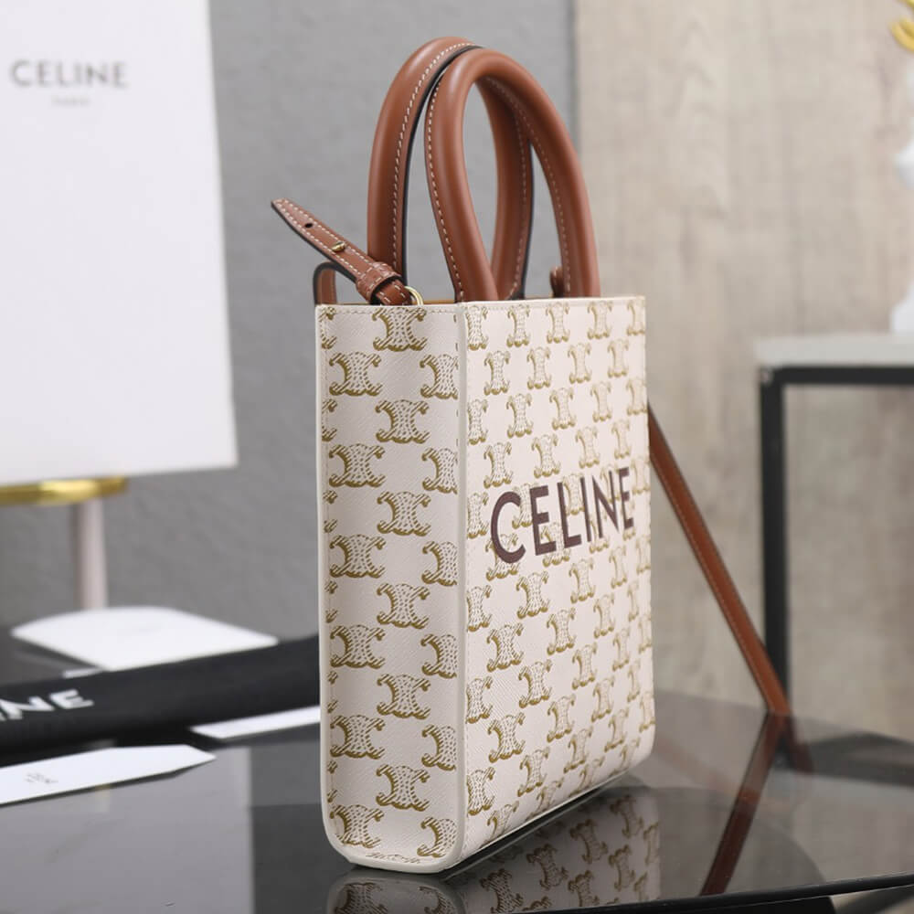 Celine Mini Vertical Cabas Bag in Triomphe Canvas With Celine Print1:1High-quality replica
