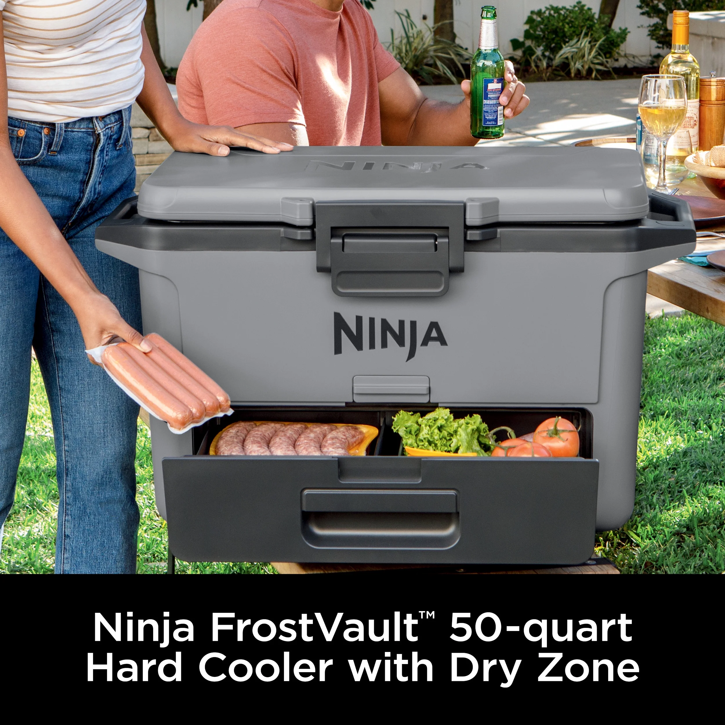 Ninja FrostVault 50qt Hard Cooler with Dry Zone, Gray, FB151GY - Image 2