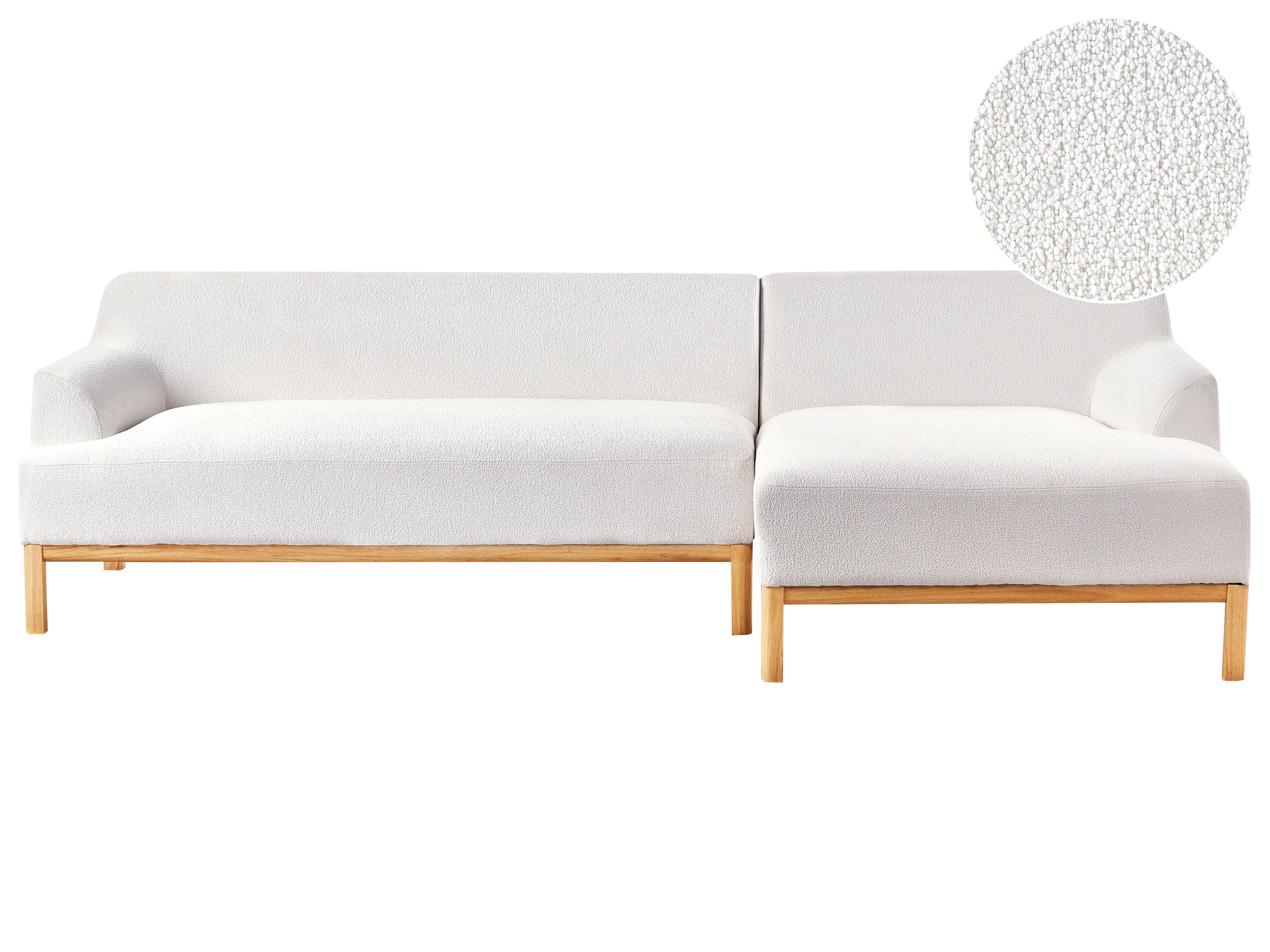 Corner Sofa 3 Seater SOSJO Boucle Off-White Left Hand