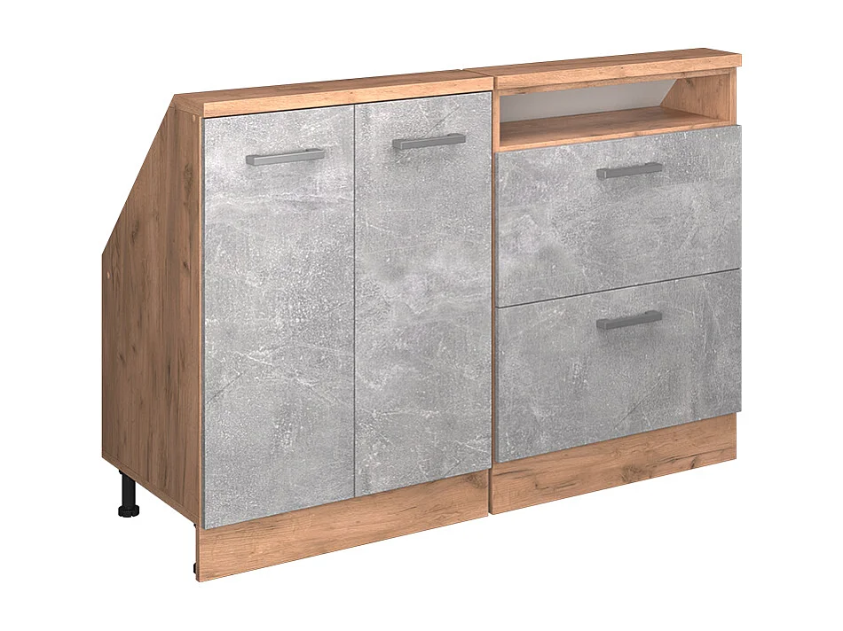 Ensembles de meuble de rangement sous pente béton/force dor chêne 120x46x81.6 rion