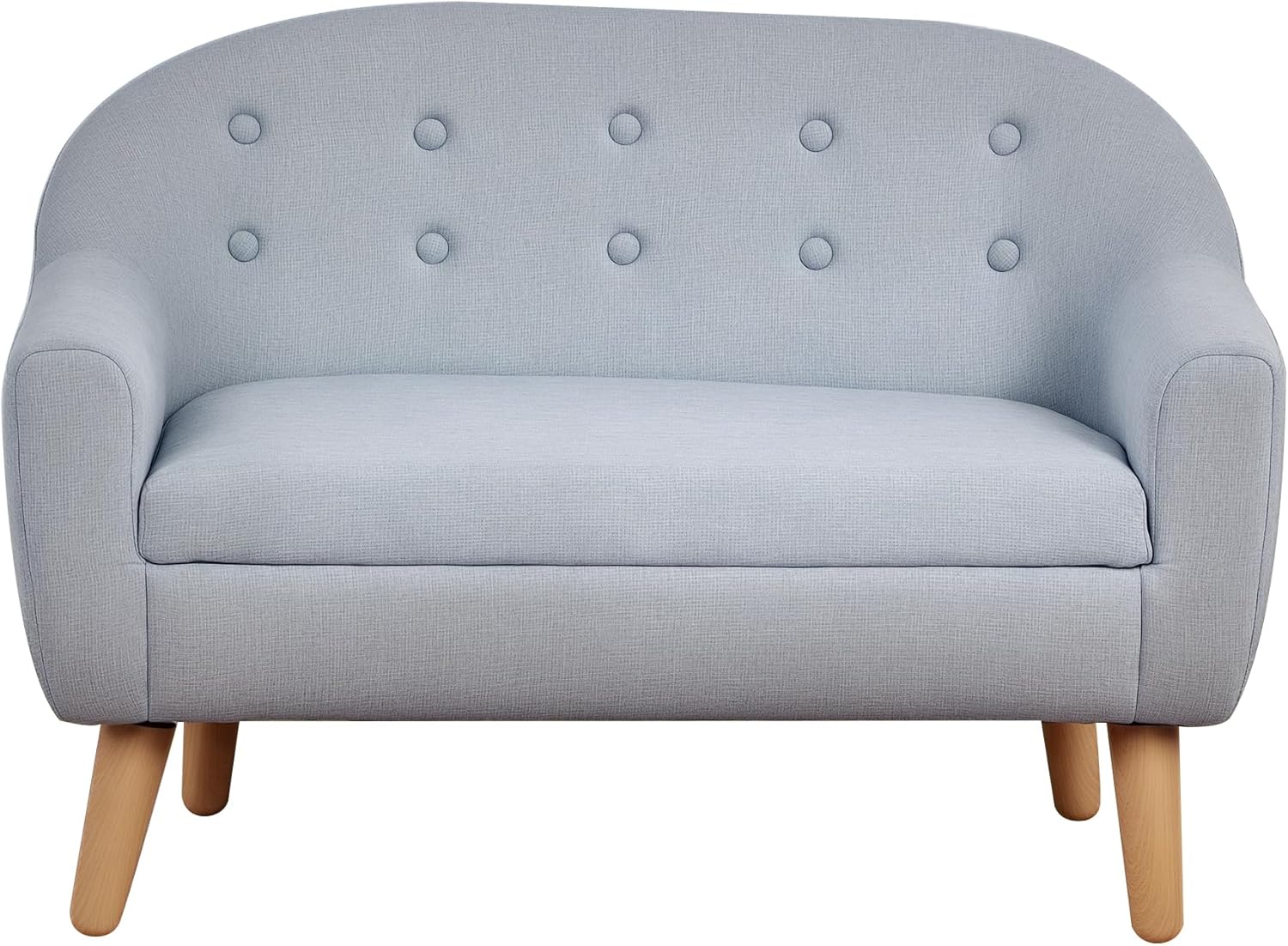 Qaba 2-Seat Kids Sofa, Toddler Sofa Couch, Linen-Like Fabric and Wooden Frame Sofa Chair for Ages 3-7, 11