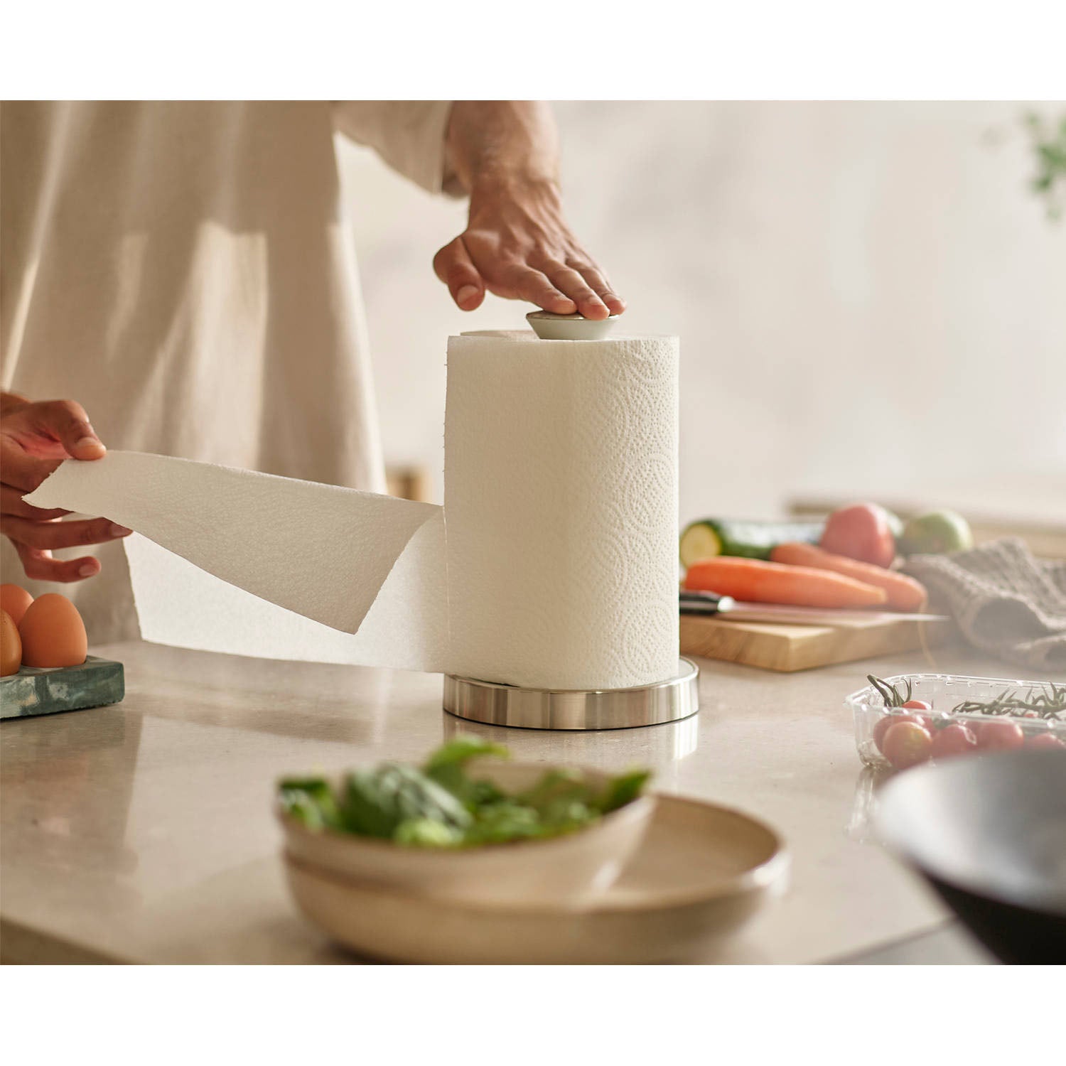 Joseph Joseph Push&Tear Keukenrolhouder - Light Stone