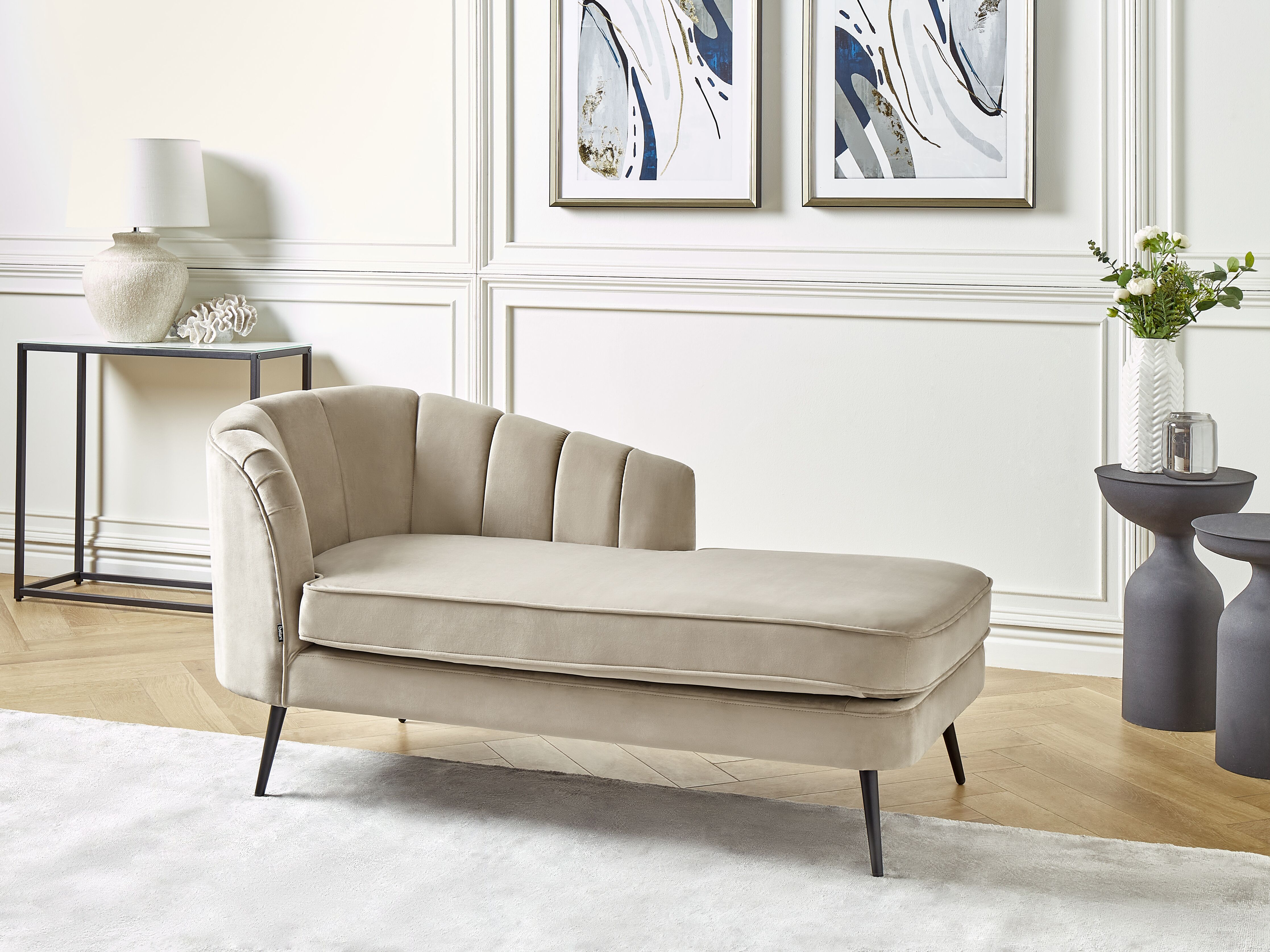 Left-Hand Chaise Lounge ALLIER Velvet Beige