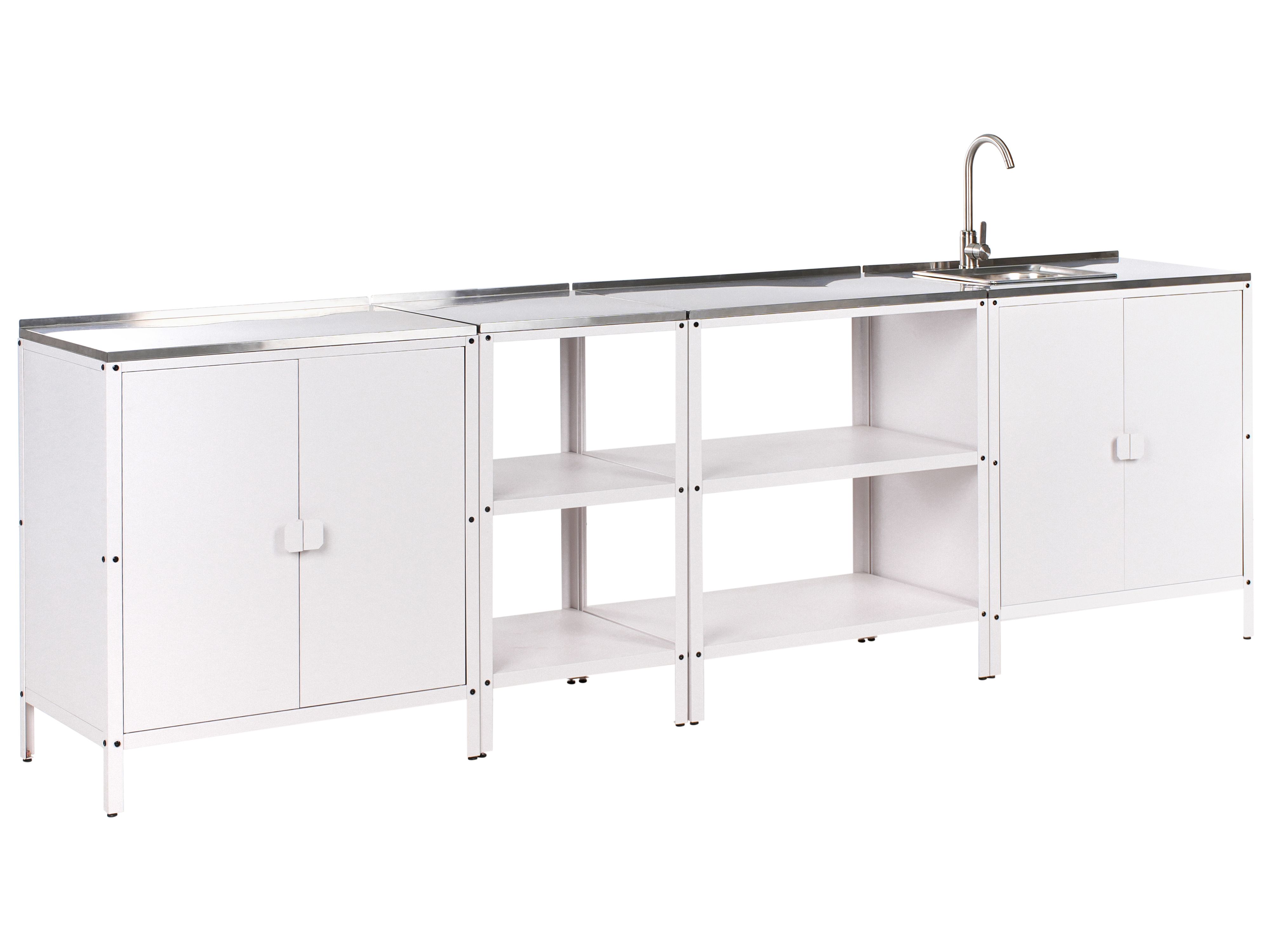 4 Piece Outdoor Kitchen Set with Sink VILAMA Metal White