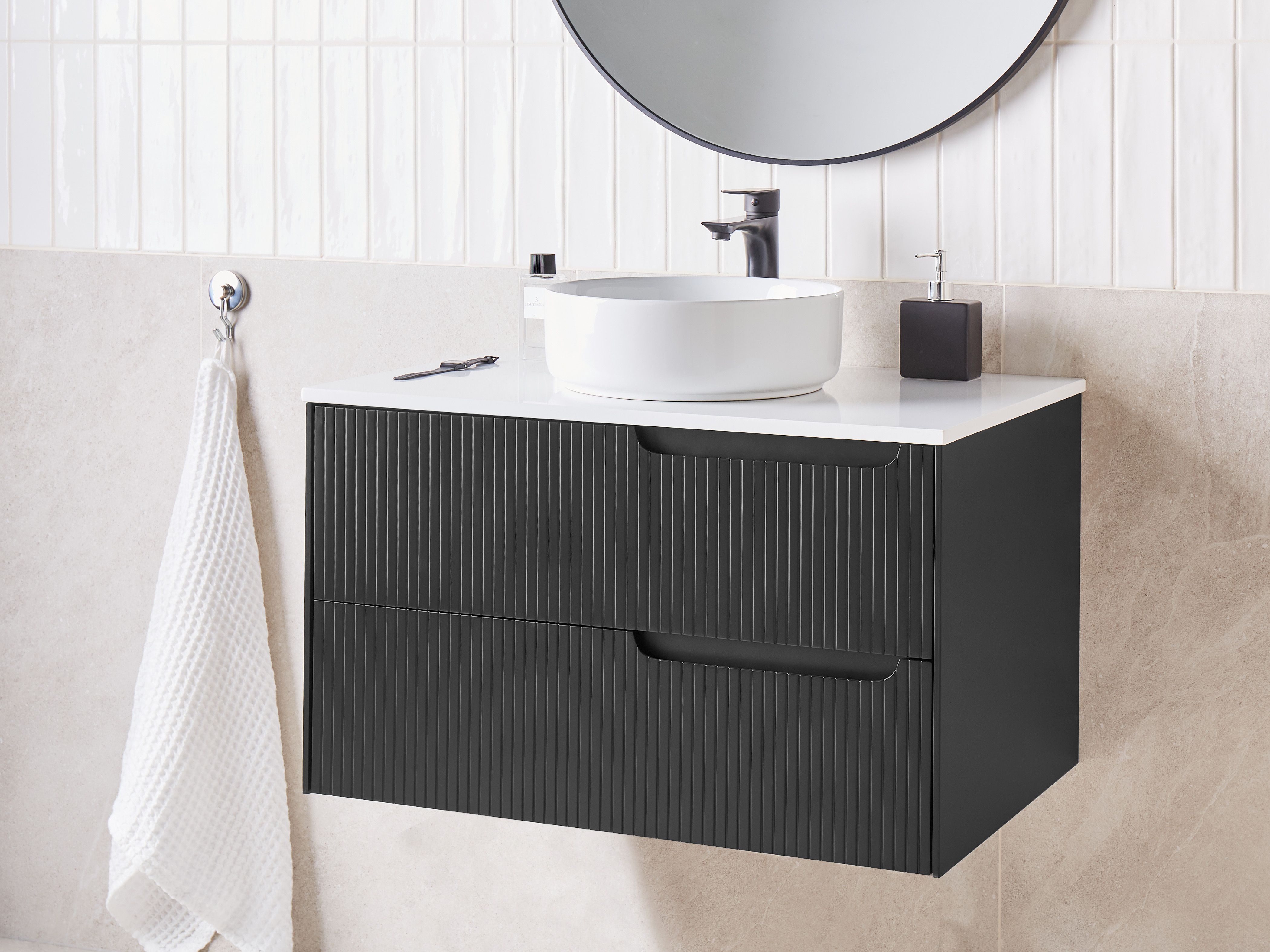 Wall Mounted Vanity Unit QUINTELA 80 cm Black