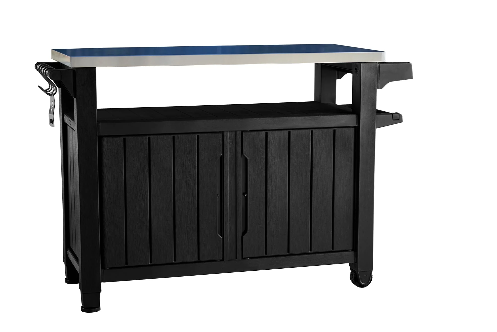 Keter Unity XL Resin Serving Station, All-Weather Plastic and Metal Grill, Storage and Prep Table, Graphite - Image 3
