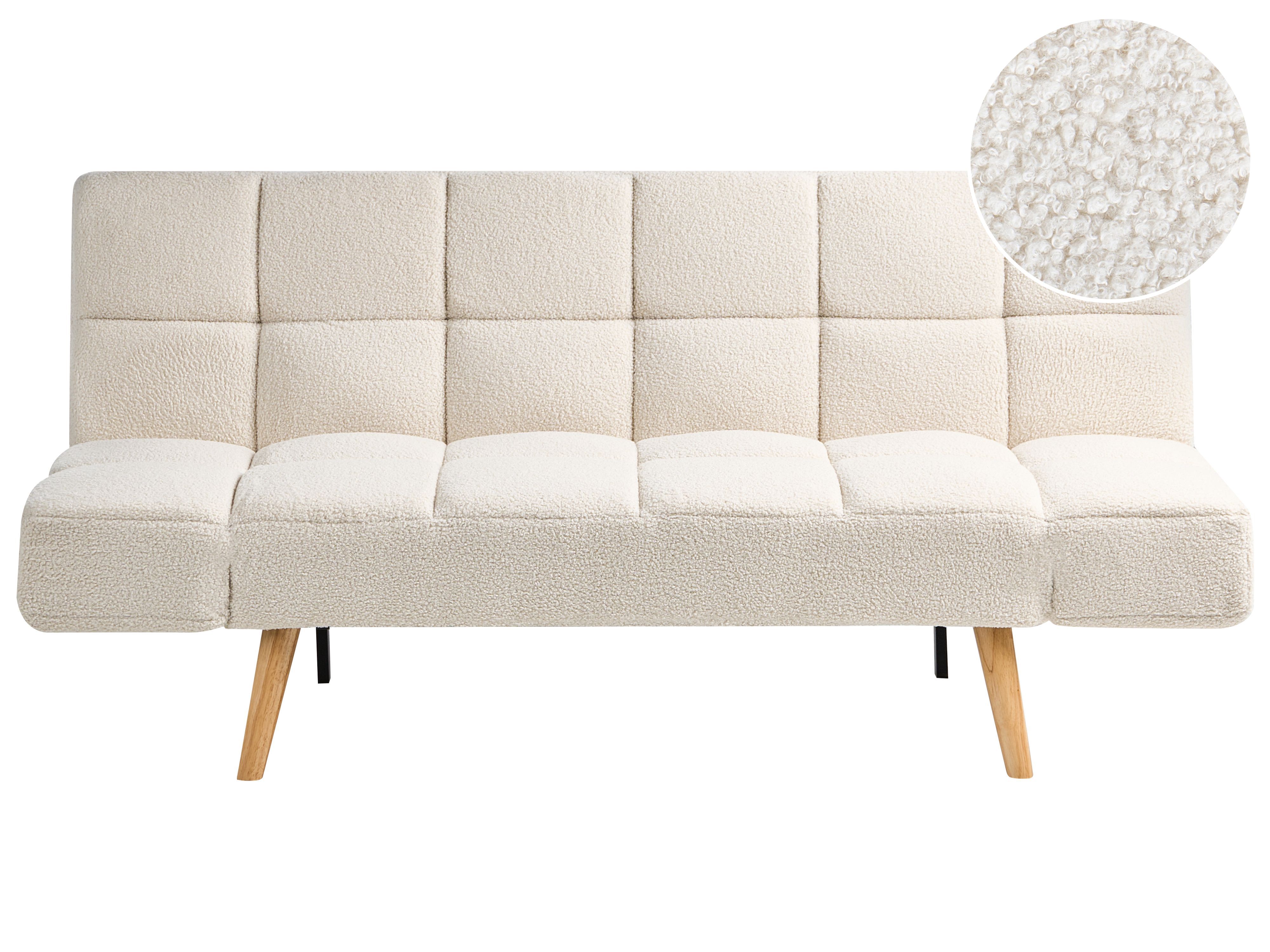 Sofa Bed 2 Seater INGARO Boucle Off-White