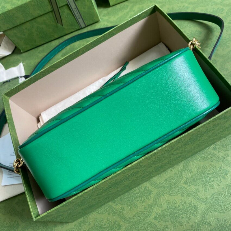 Replica Gucci Gg Marmont Small Shoulder Bag 447632 Green And Emerald Leather1:1High-quality replica