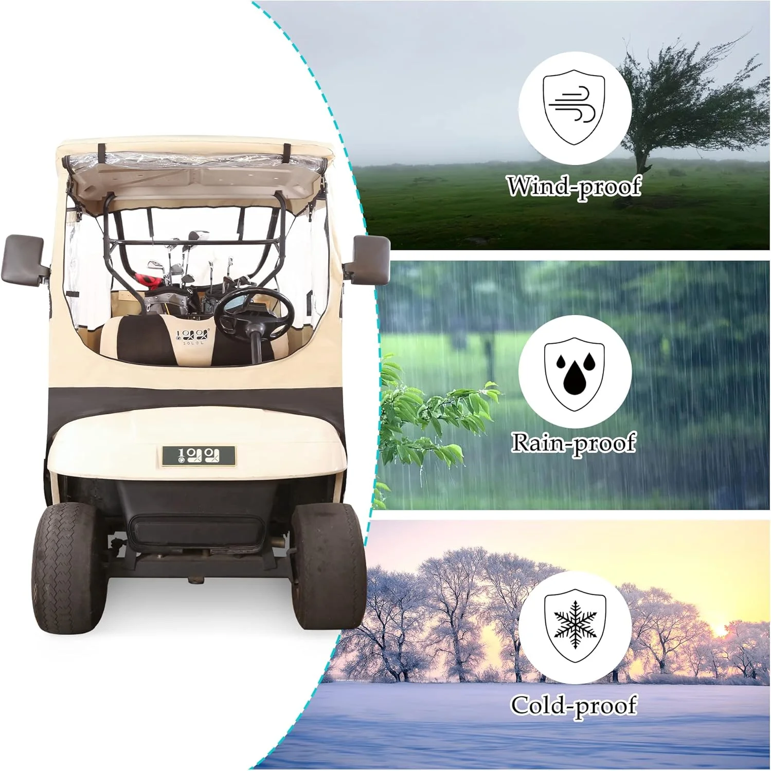 10L0L 2 Passenger Golf Cart Enclosures Fit EZGO TXT RXV, Waterproof Driving Cover Black Golf Cart Accessories - Image 11