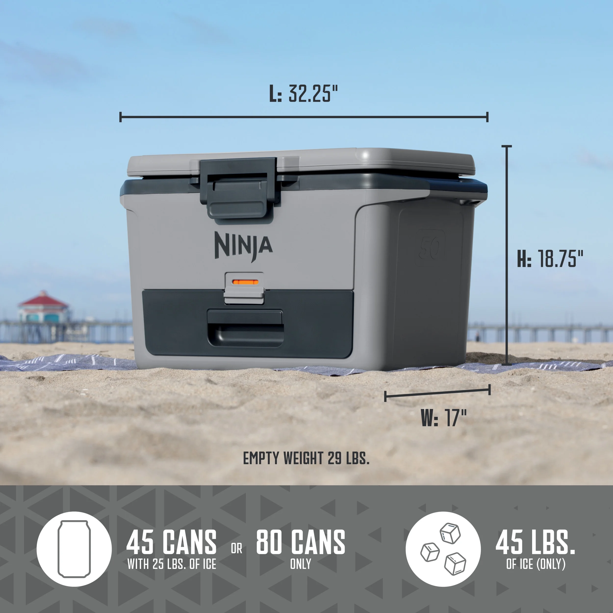 Ninja FrostVault 50qt Hard Cooler with Dry Zone, Gray, FB151GY - Image 13
