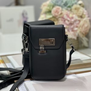 Saddle Vertical Pouch With Strap Beige/Black For Women 8.5in/22cm 2ADCA446YKS_H27E1:1High-quality replica