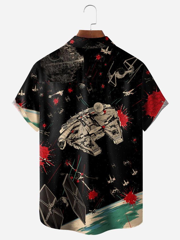 Spaceship Chest Pocket Short Sleeve Shirt