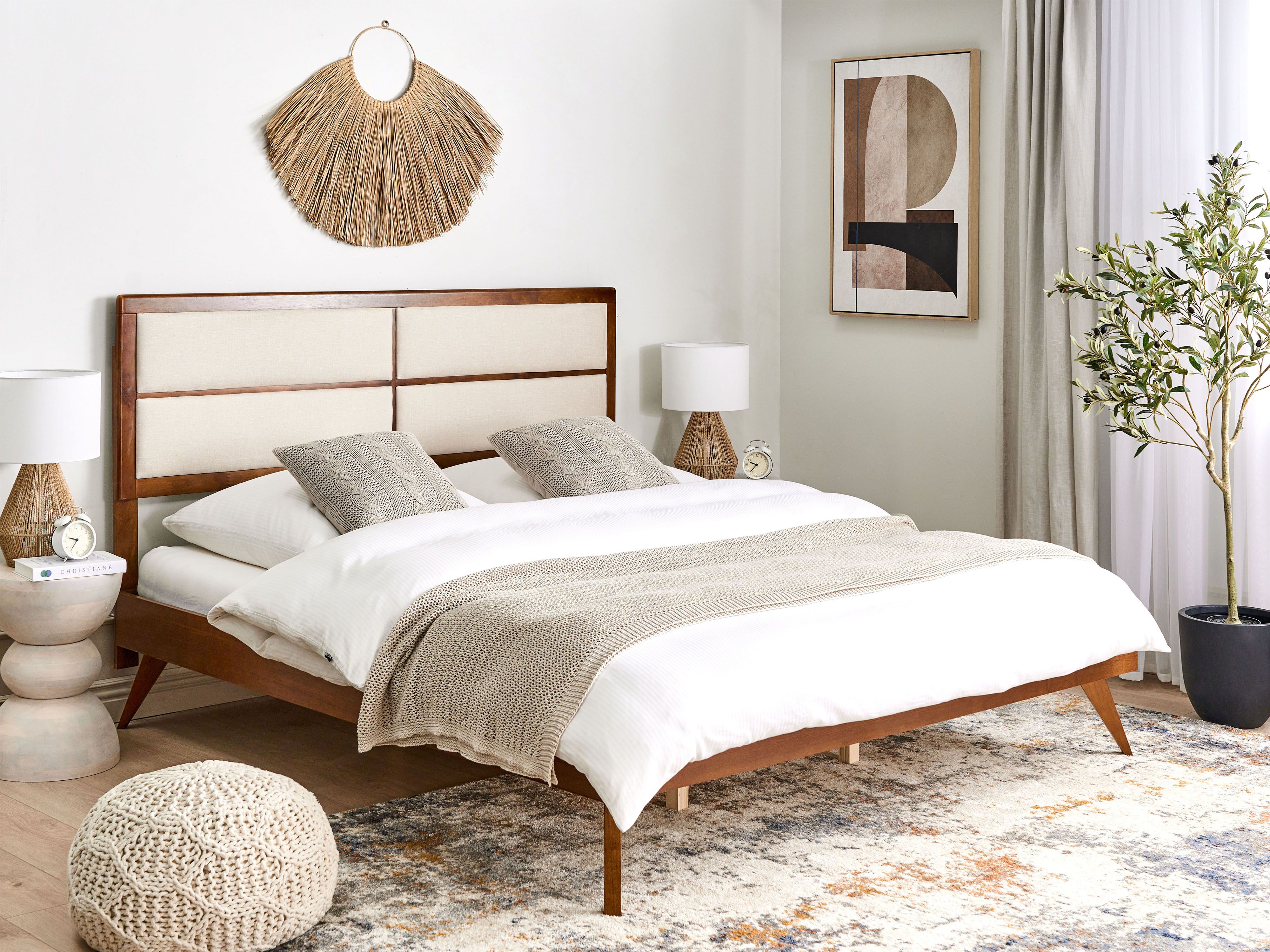 Bed POISSY 180 x 200 cm (EU Super King) Dark Ash Wood
